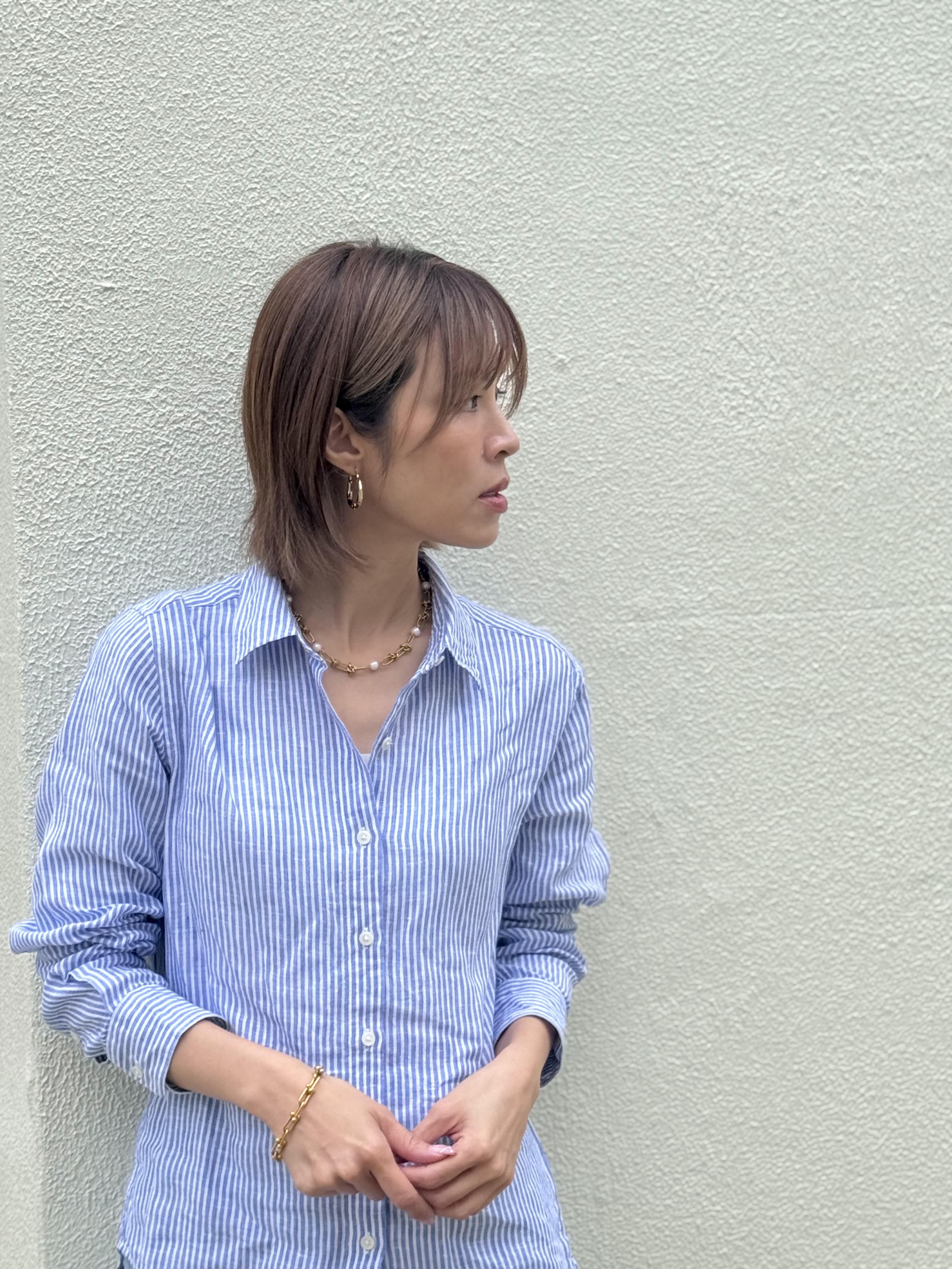 Gold pearl stainless necklace