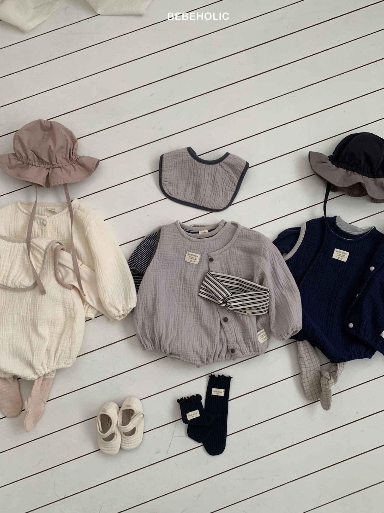 🌸預訂 韓國直送🌸🇰🇷BEBEHOLIC三色背心包屁衣/圍兜/開襟外套