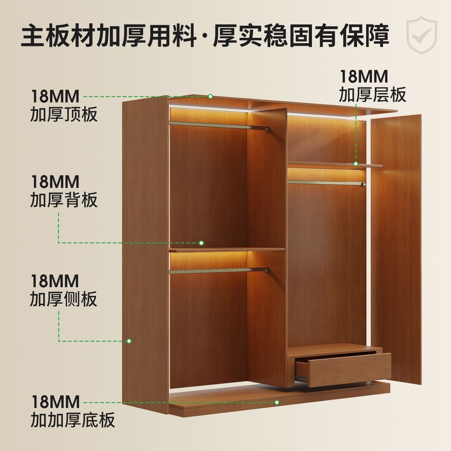 中古风歐松板推拉門衣櫃臥室一體多層開放式展示櫃大容量儲物衣櫥wardrobe