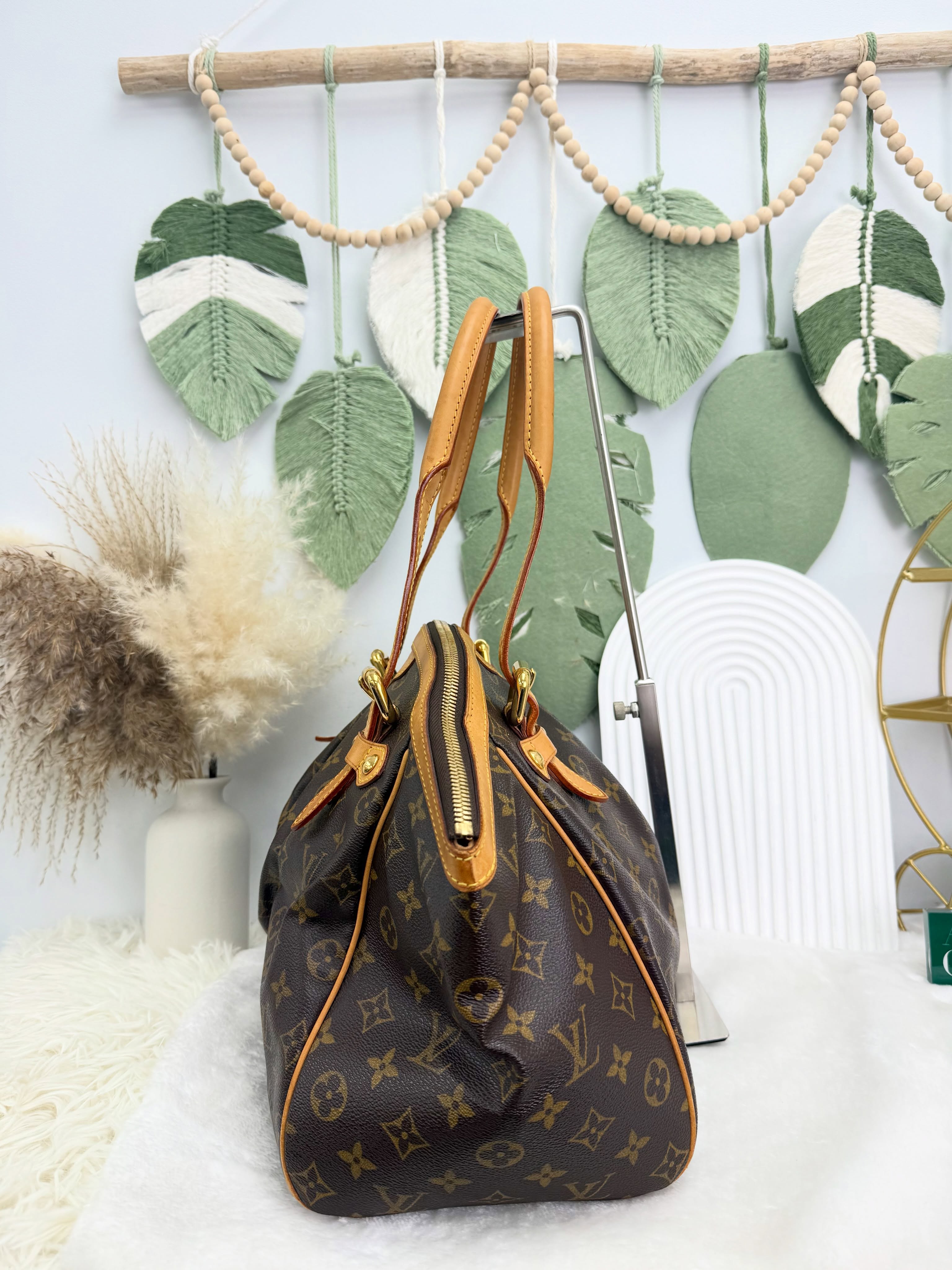 Lv👜 PRE OWNED 🛍️啡色老花 Tivoli GM size餃子袋  有塵袋 🥟🤎