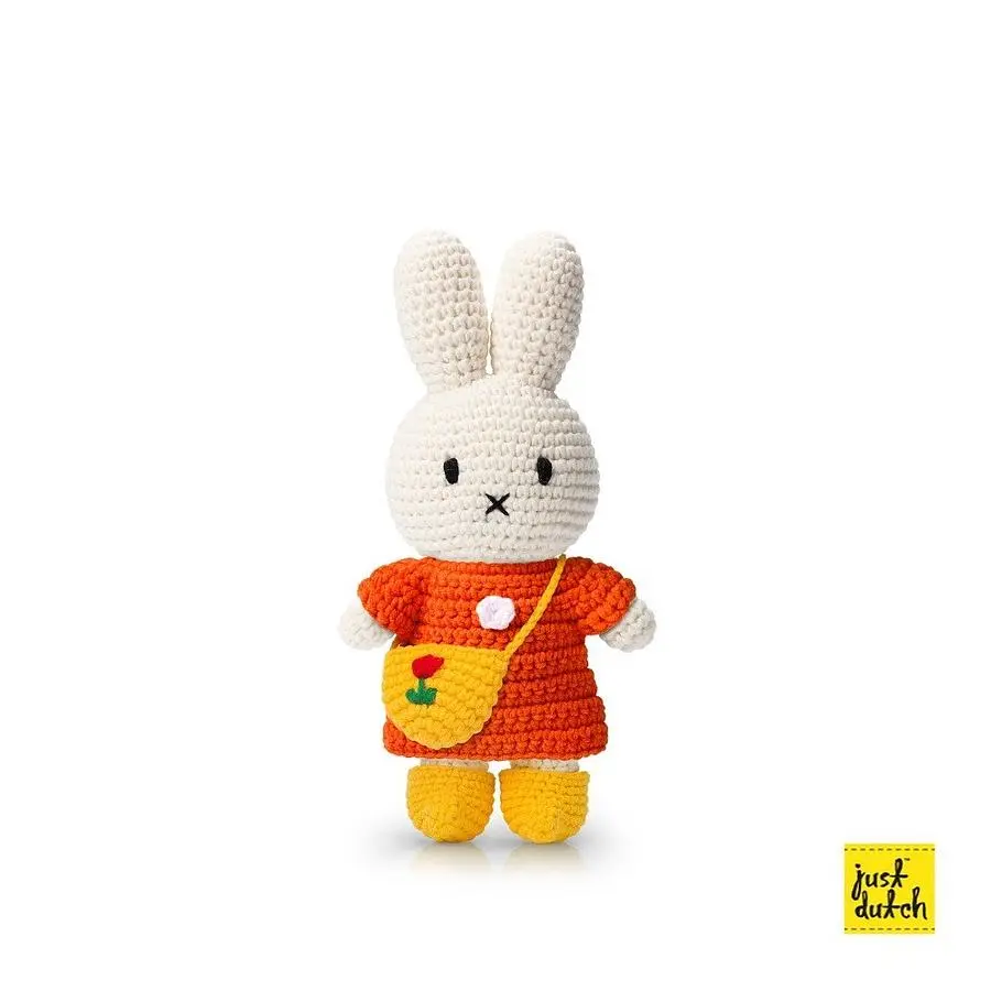 📦訂購 台灣代購 荷蘭 Just Dutch 手工編織 米菲 Miffy 布偶橘色洋裝 公仔