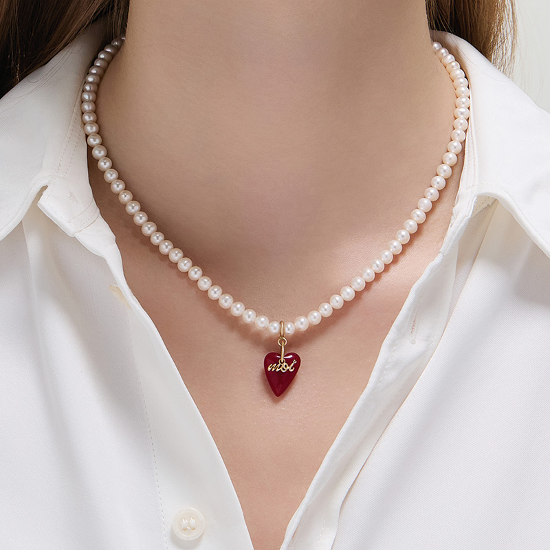 DIDIER DUBOT Signature D 玫瑰金珍珠頸鏈 (JDRNR3S716W)