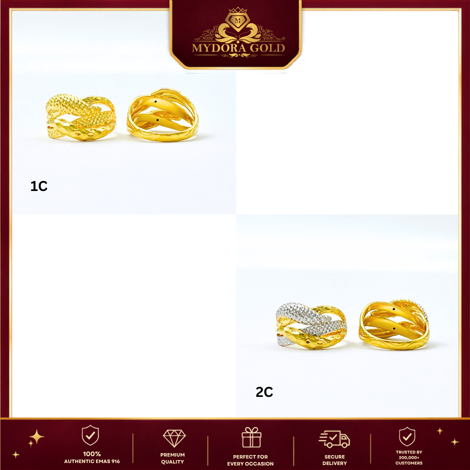 MYDORA Cincin Lintah Diamond Cross (5G) l EMAS 916/22K