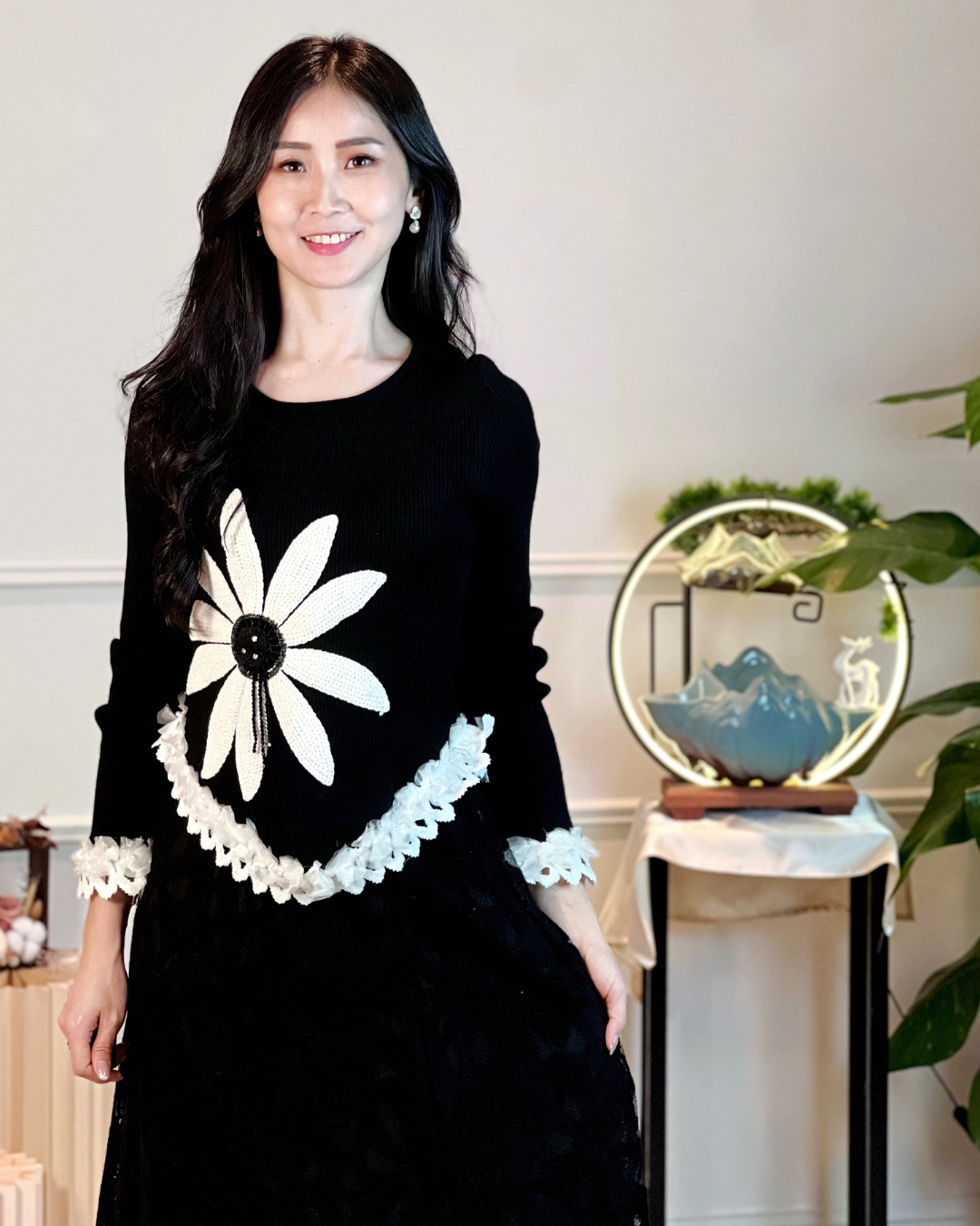 5110 Leila Long Sleeve with 3D Flower Blouse