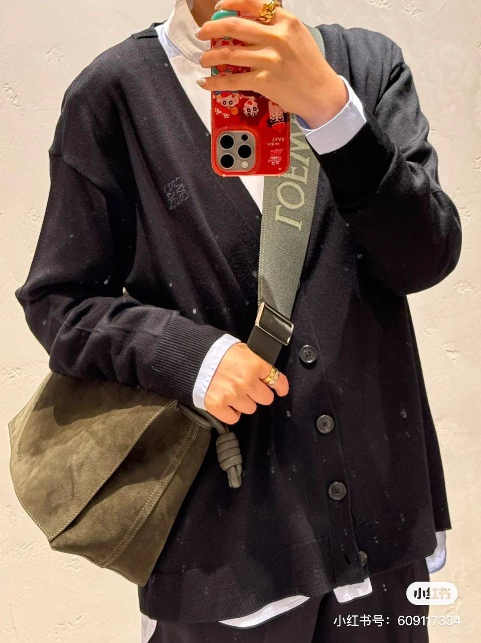 LOEWE 罗意威 Puzzle Fold Tote 小号手袋 麂皮拼接