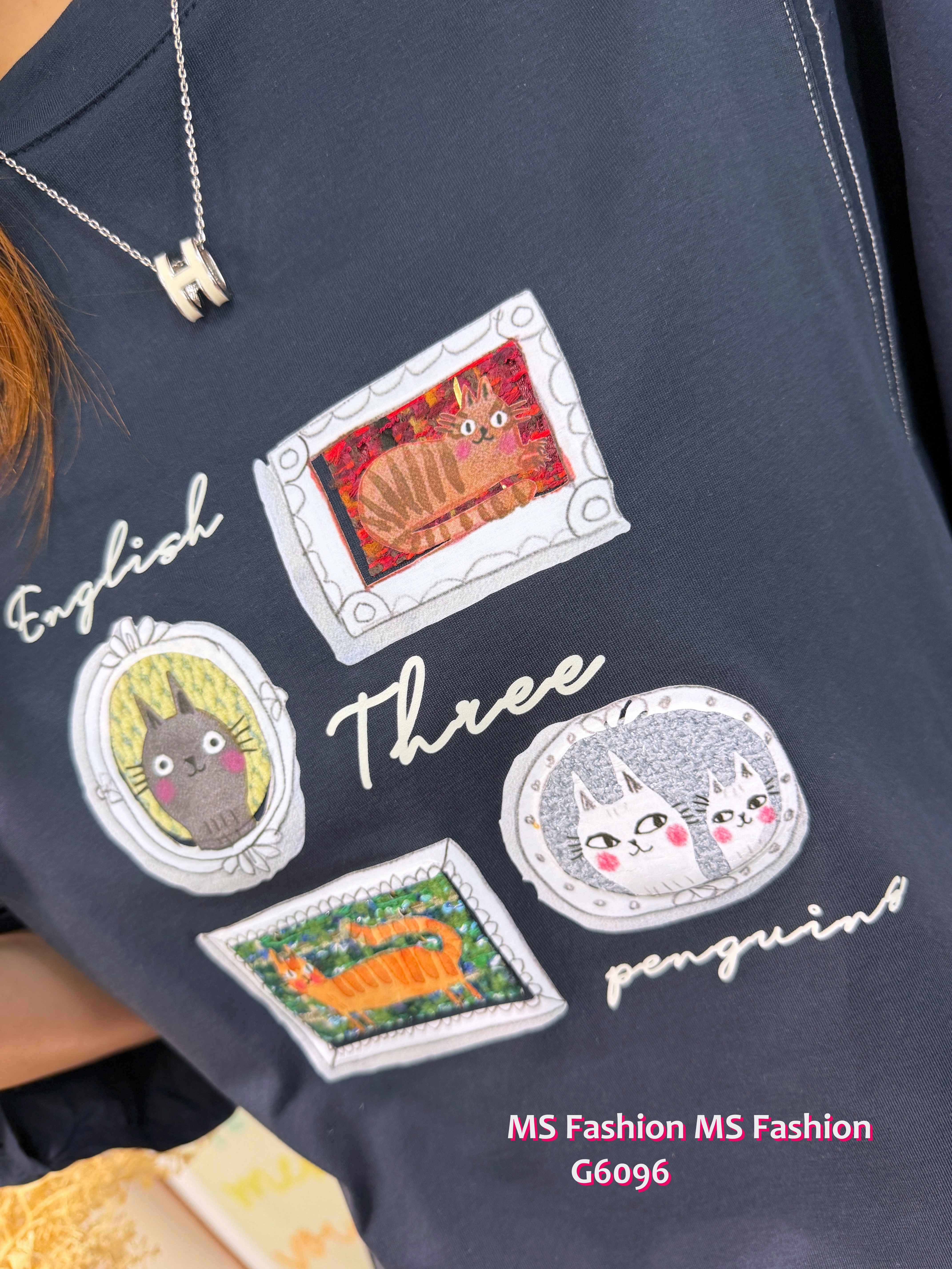 G6096 韓國🇰🇷靚print明線中袖top