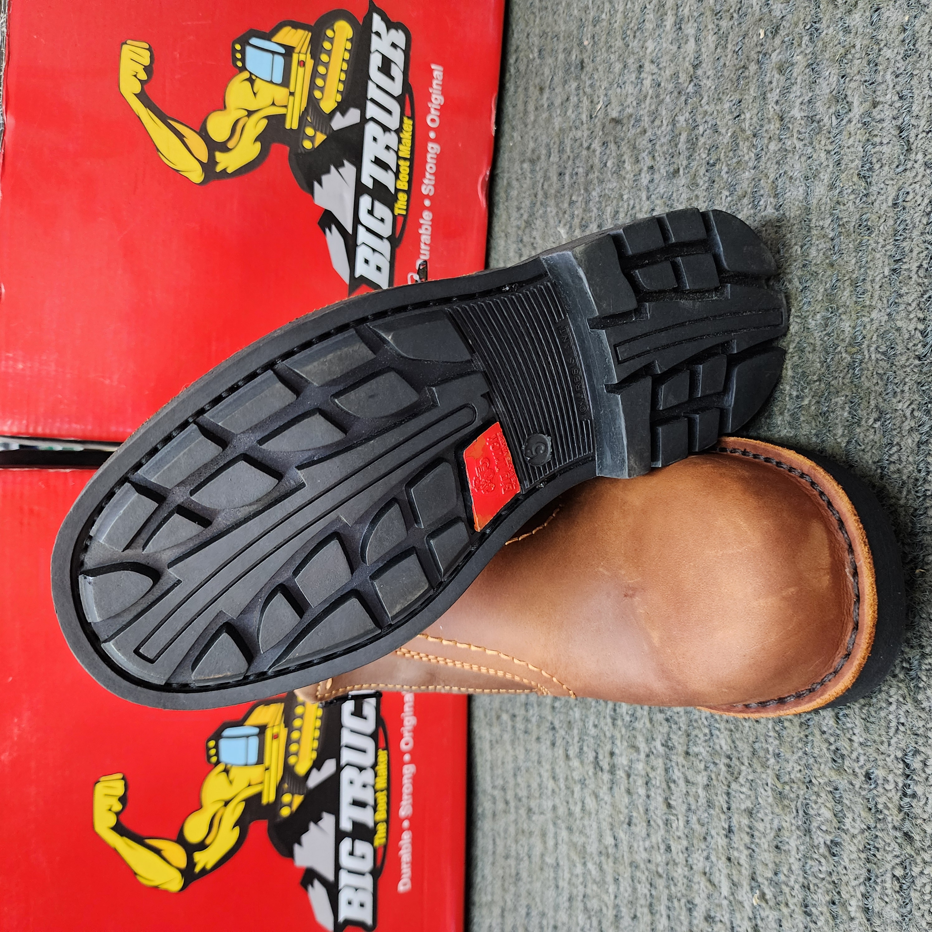 Big Truck SS 8019 Safety Shoe with Dual Zip MID CUT Brown Kasut Keselamatan