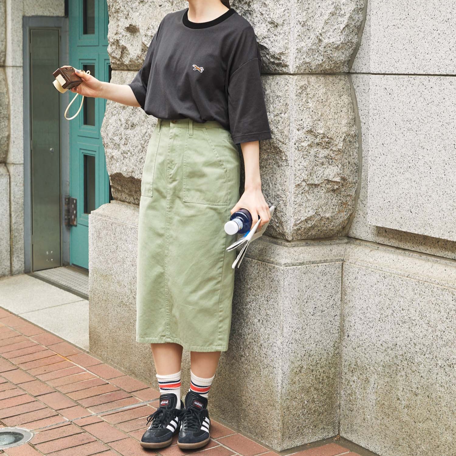 【✨️日本🇯🇵 pre-order 刺繡 logo tee✨️】 【共10色 | Size：S/M/L | 米色+酒紅邊/米白/黑色/mocha/灰色/海軍藍/淺藍/紅色/灰黑/黑白間條】