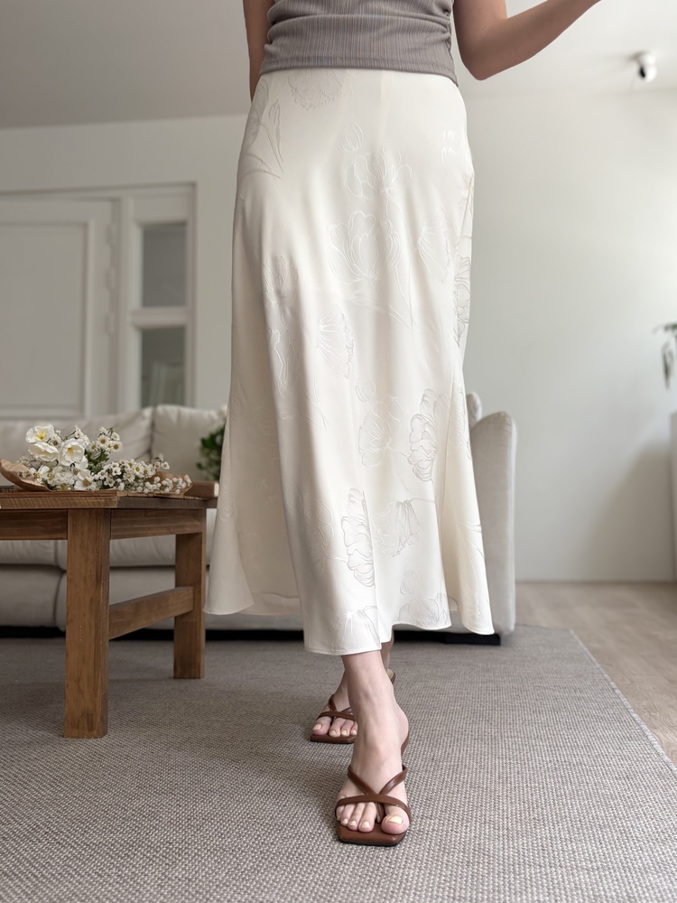 Floral Silky Skirt (Ivory)
