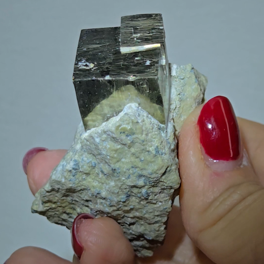 Pyrite double cubes on matrix from Spain - PY13