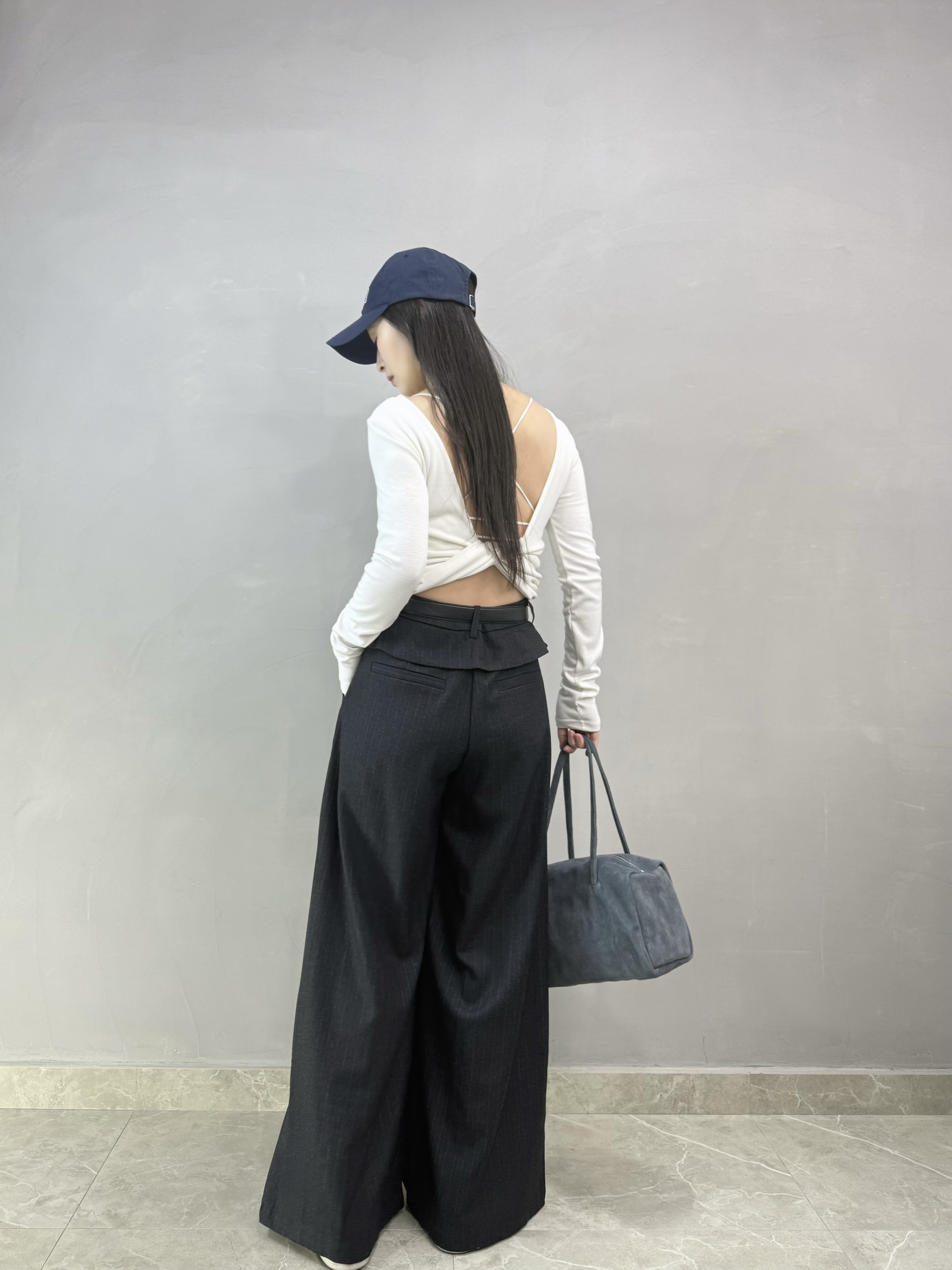 H02 ruffle腰條子闊褲