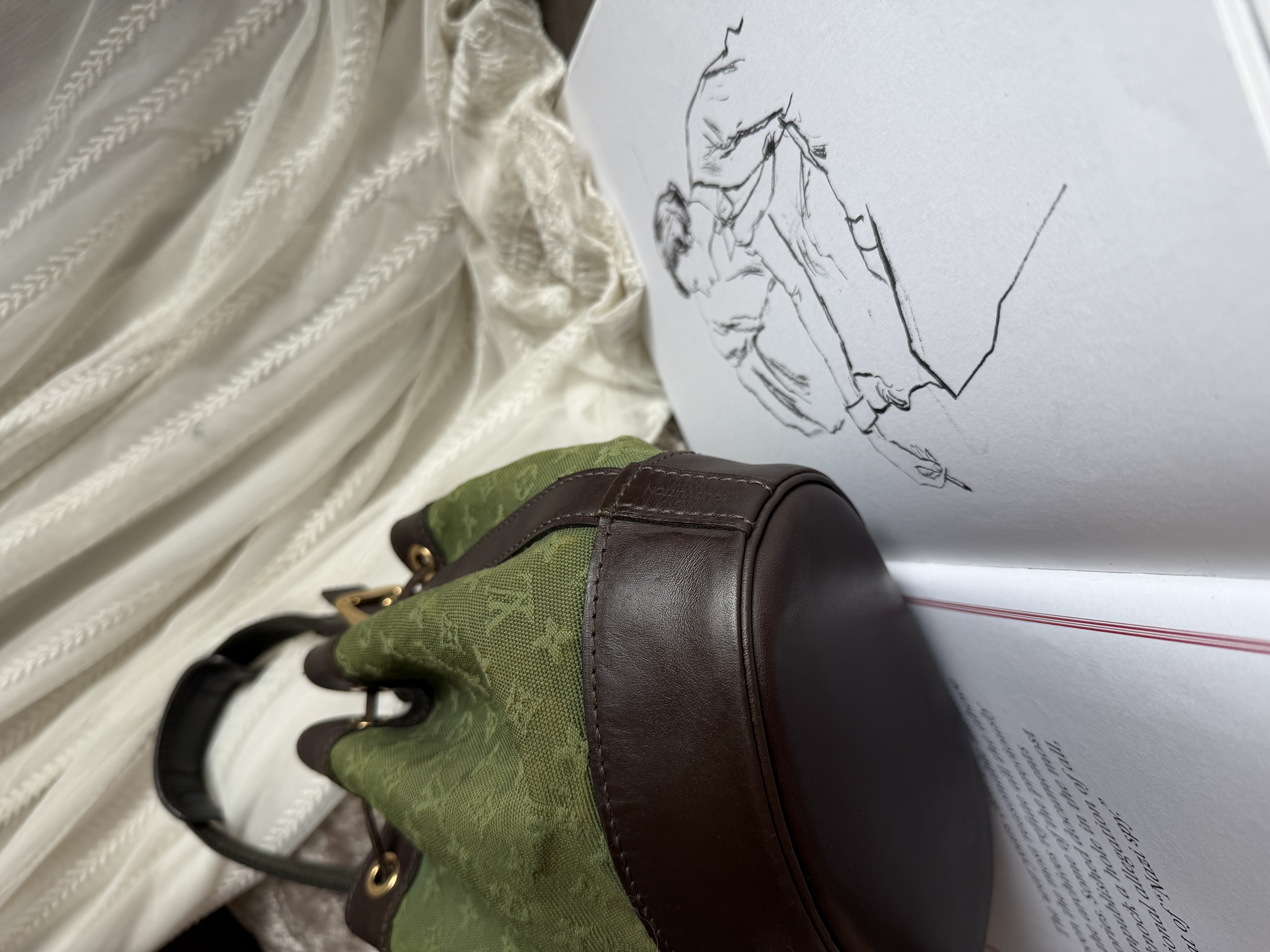 Louis Vuitton Monogram Mini Lin Noelie Green Bucket Bags