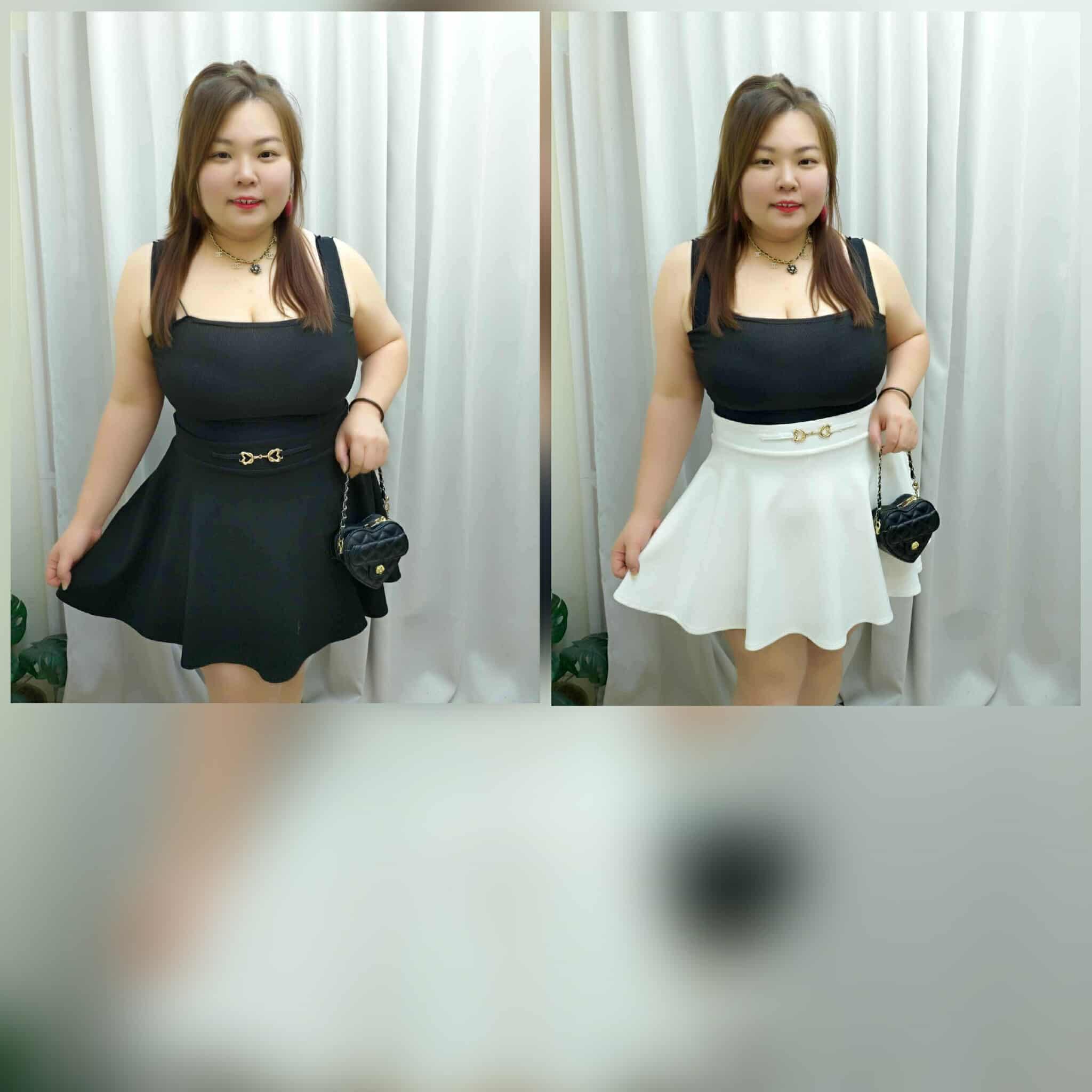 TW#2889 拼金属配件伞型设计裤裙