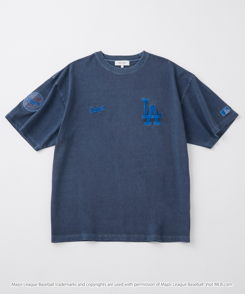 日本直送MLB刺繡T恤  MLB/美國職棒大聯盟 定製 徽章刺繡 復古加工短袖T恤男女可穿