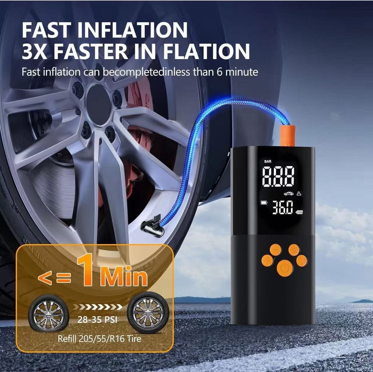 新款 智慧型 無線便攜式 180PSI 汽車輪胎充氣泵