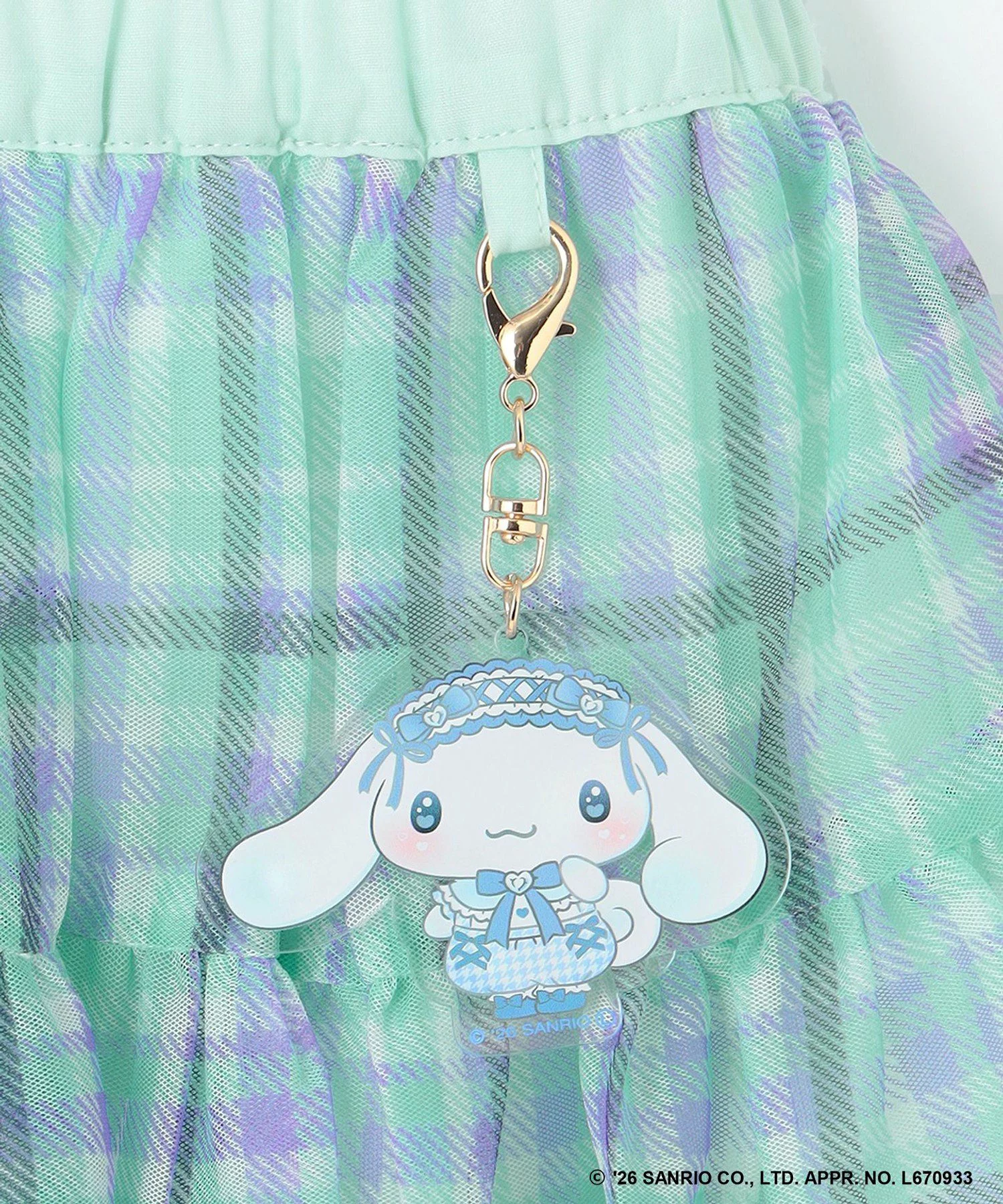 🆕【⭐訂購⭐】🌀 🇯🇵 日本直送 #Sanrio 緞帶壓克力鑰匙扣 薄紗格紋 半截裙［3款選］🌀 [ELJA-0205][261122]