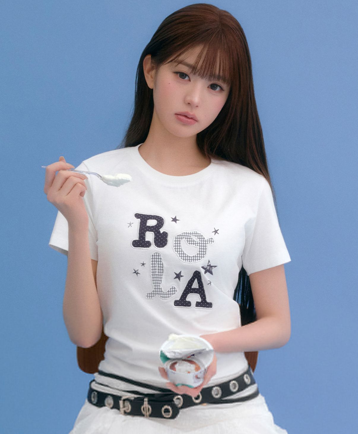 🎀Rolarola 🎀26新款 ROLA LETTERING PATCHWORK T-SHIRT 張元英同款 獨家折扣優惠 size: s/m Black /white /花灰 28/3截單