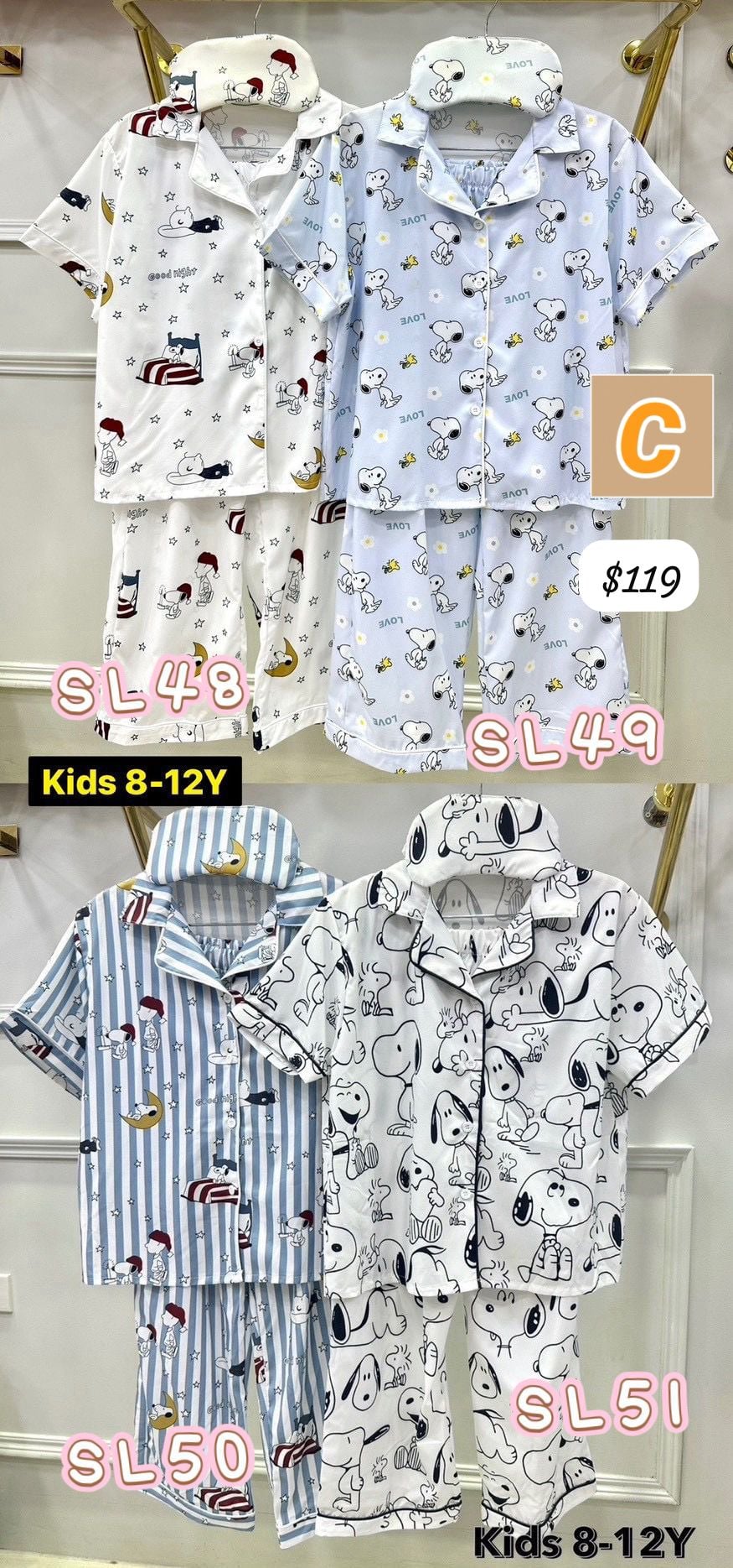 C-2604-泰國直送真絲睡衣兒童版-6月初到