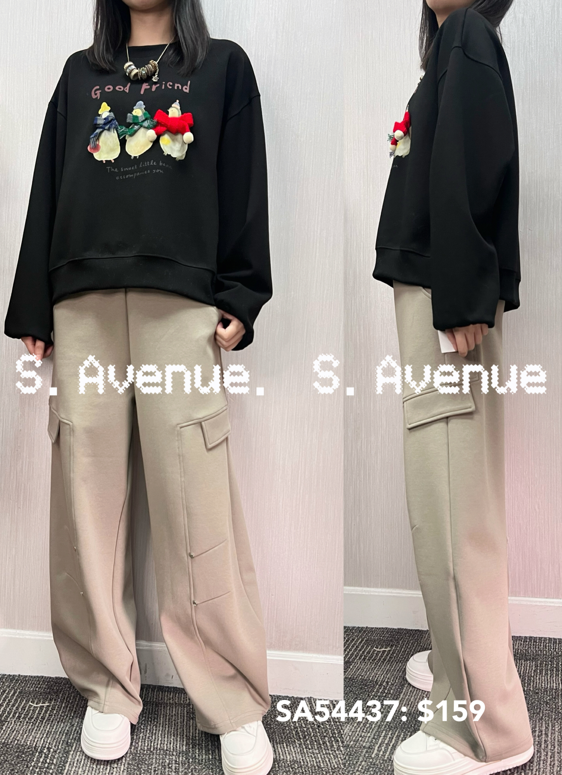 SA54437: 長袖三隻戴巾小企鵝衛衣