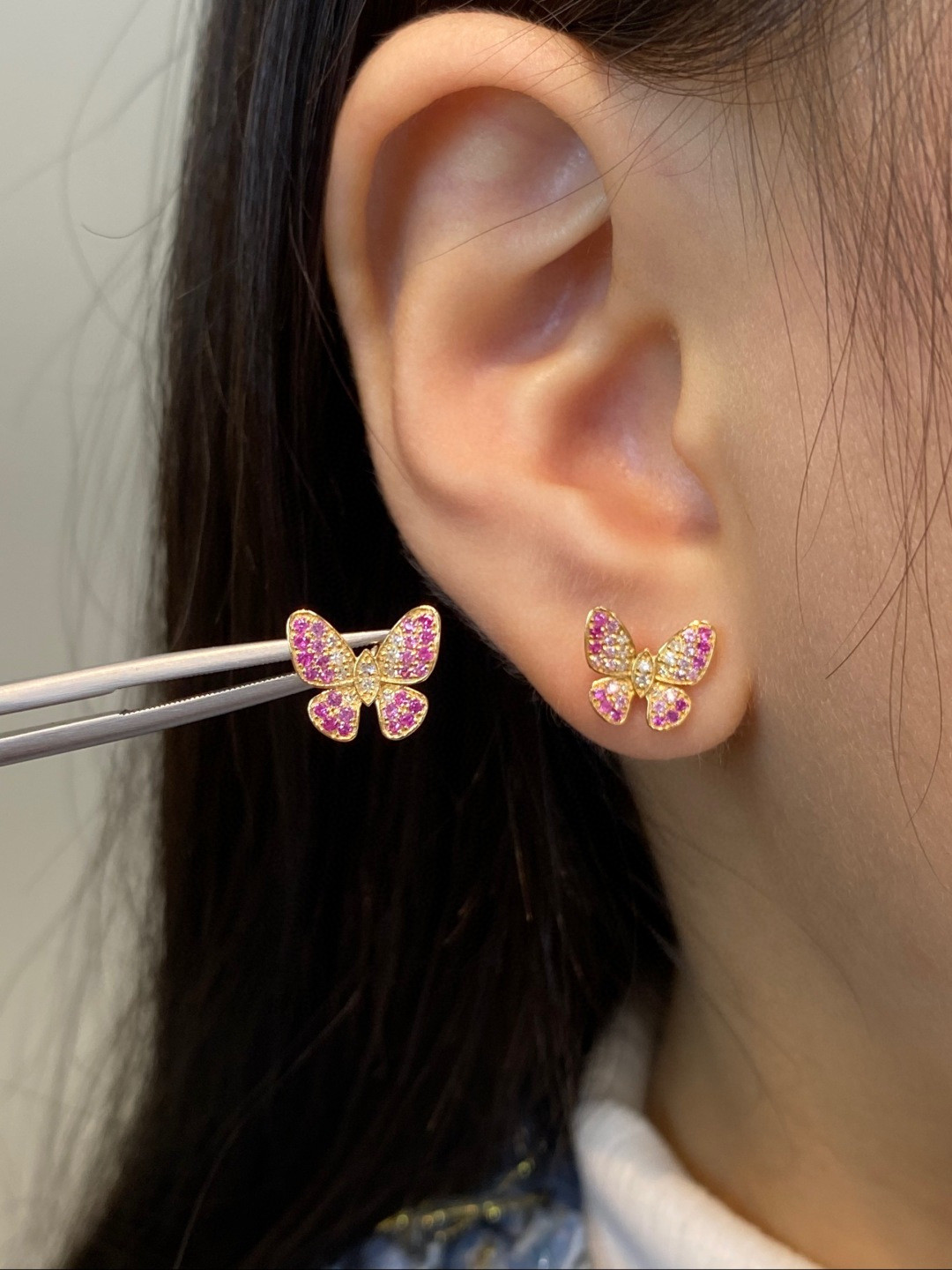 18K Pink Sapphire Earrings 