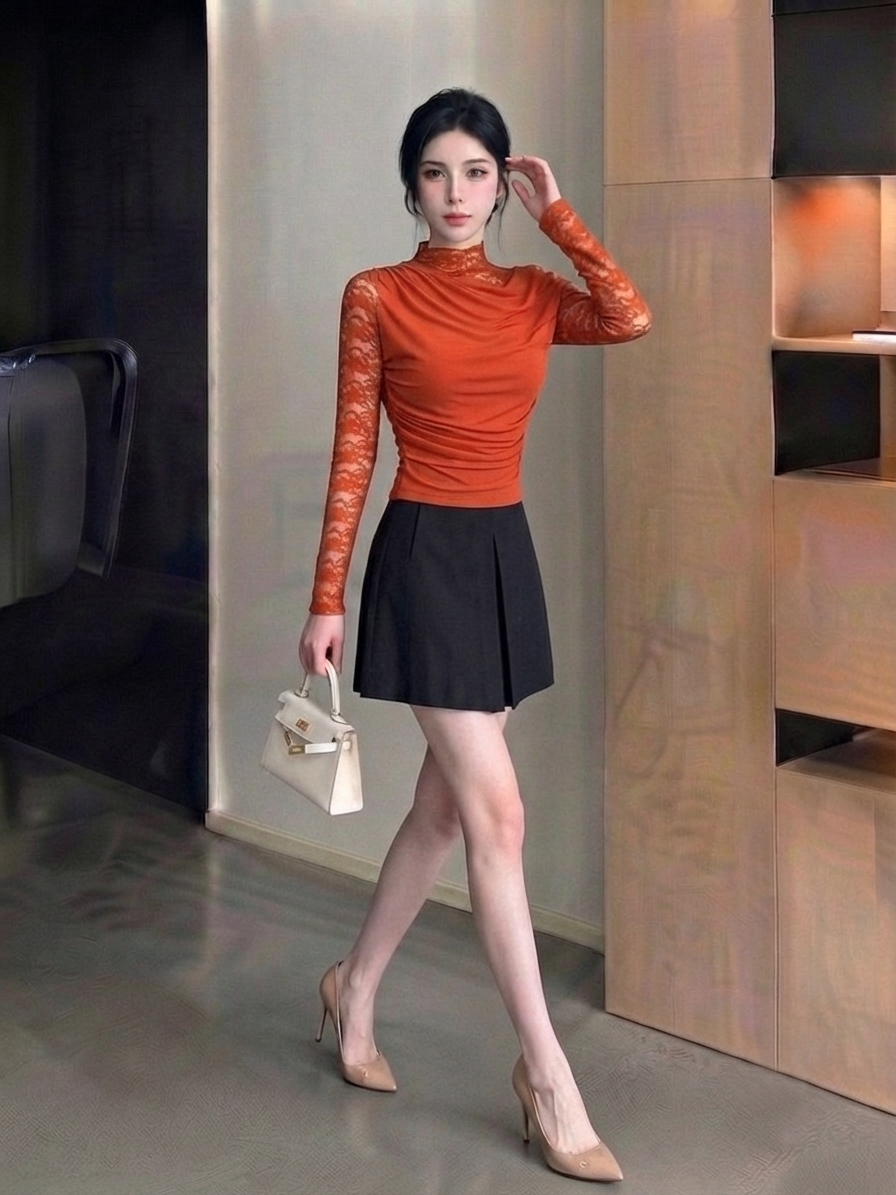 Ruched Lace Top M253