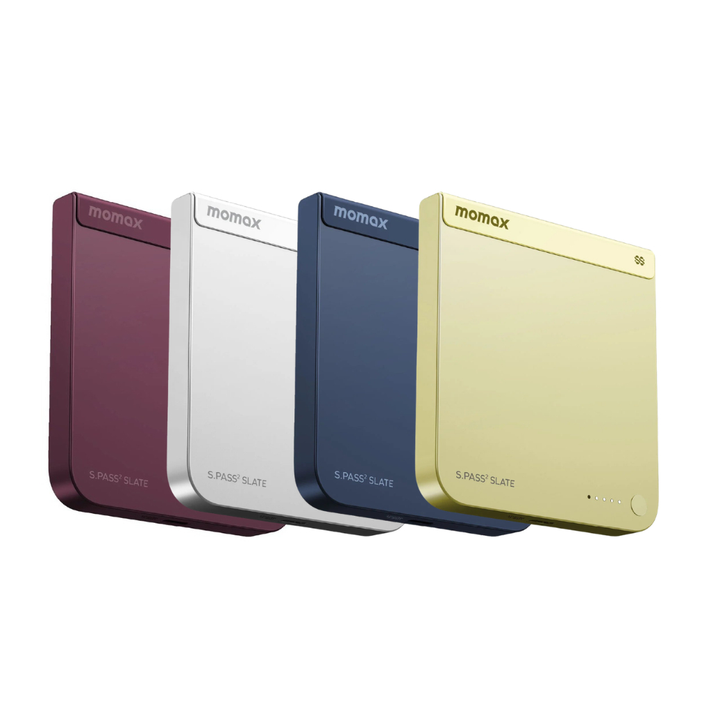 MOMAX 1‑Power S.Pass² Slate 5000mAh 半固態磁吸流動電源 IP188Q2｜iPhone Duo專屬，新國標認證｜Qi2 磁吸無線快充・20W PD 快充・5000mAh 超薄行動電源｜香港行貨