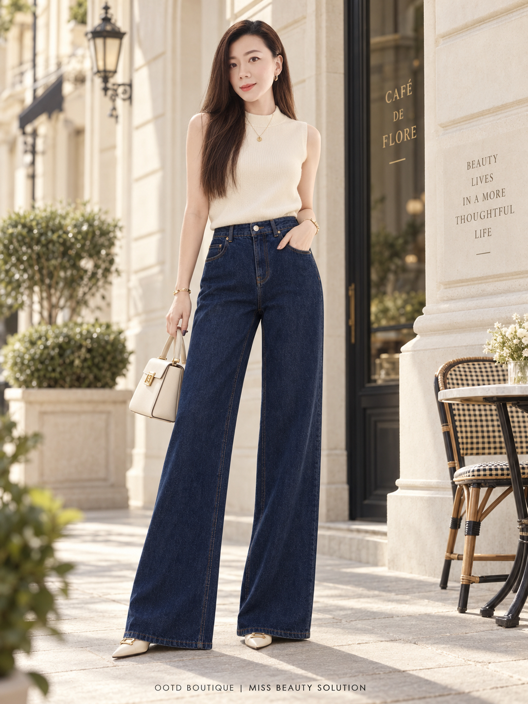 26006 LONG JEANS PANT  天丝高腰阔腿长裤