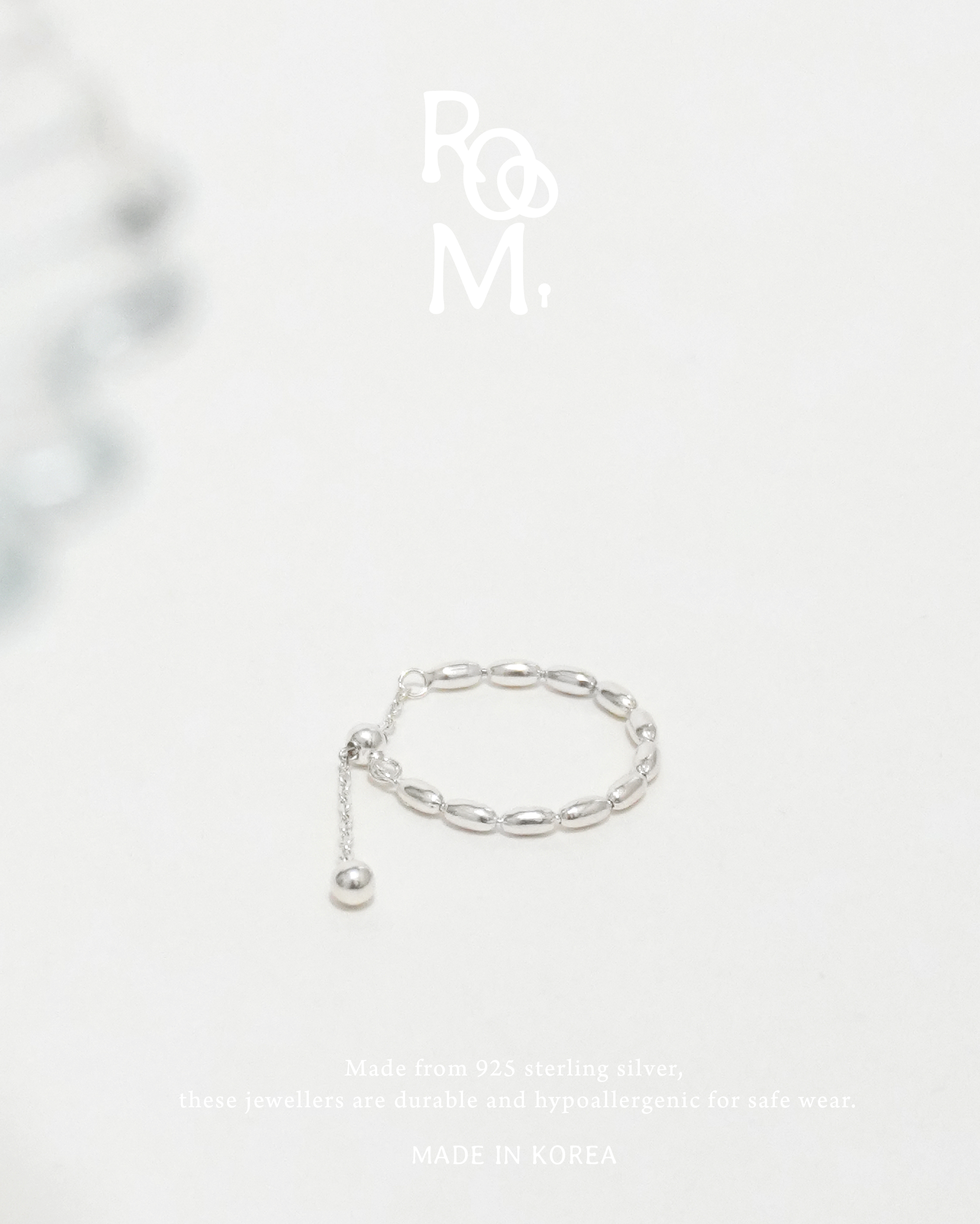 Pure Oval Bead Chain Ring