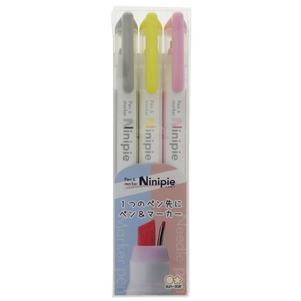 3入雙頭兩用螢光筆粉黃 (S4539648)