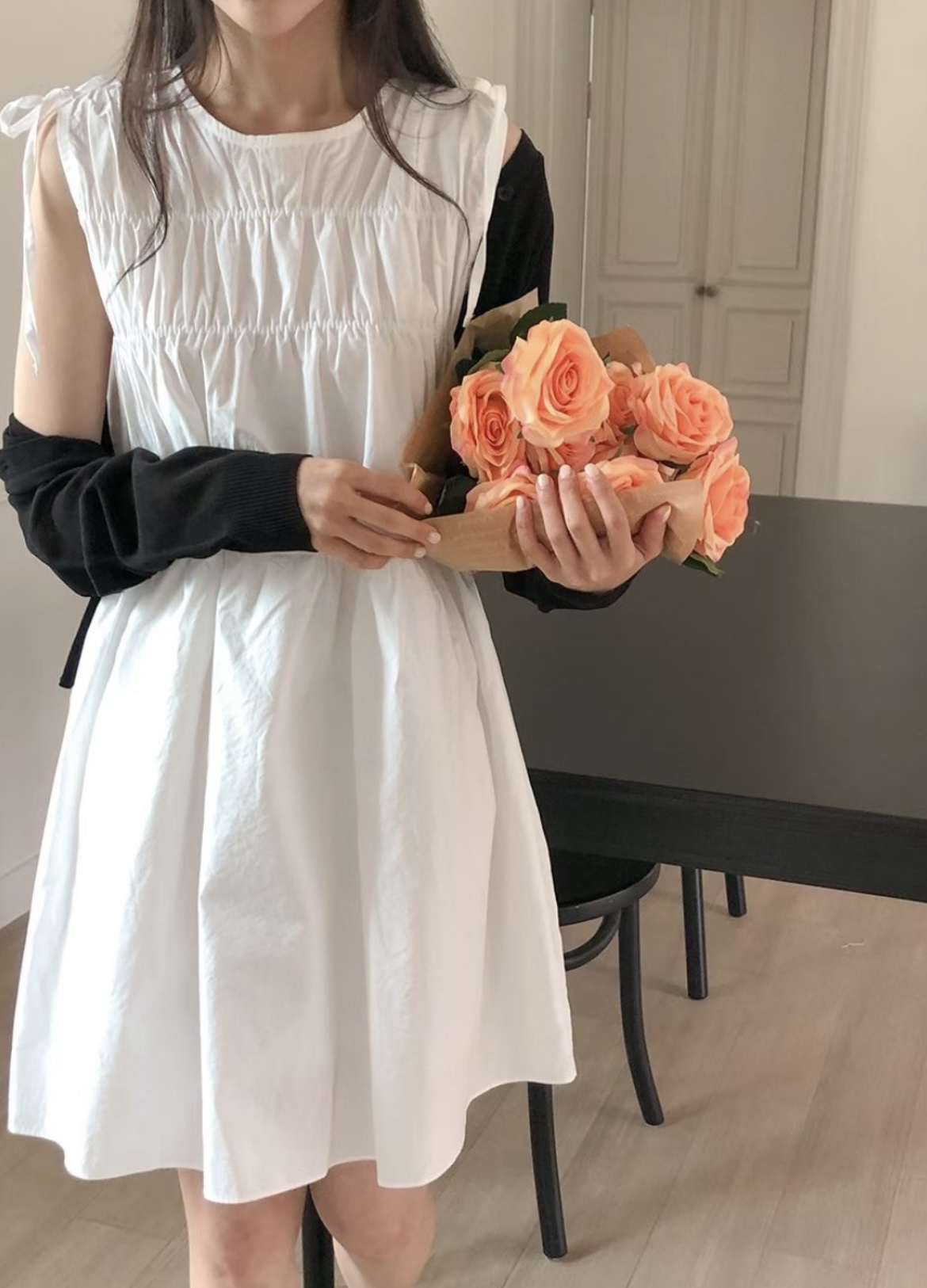 ❥ 層 層 蝴 蝶 結 背 心 連 衣 裙 。