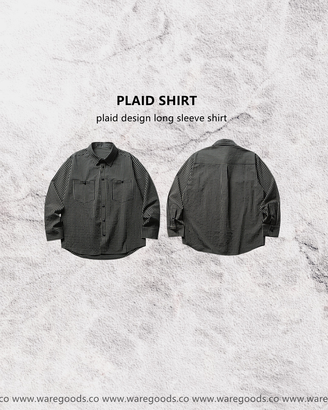 W8275胸前口袋格紋恤衫