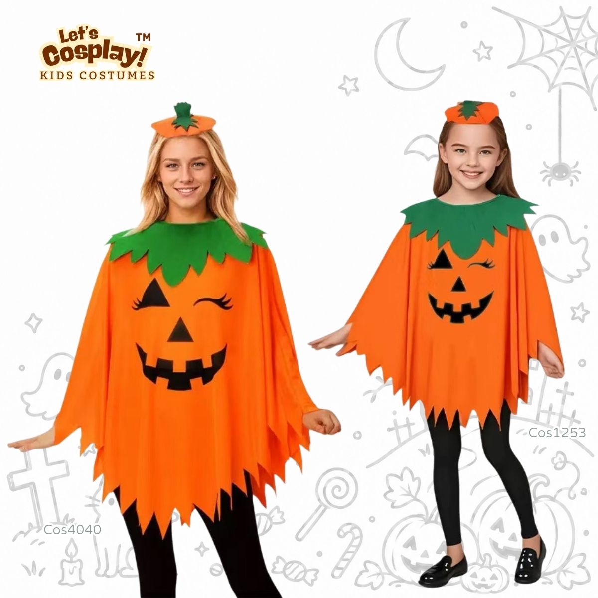 兒童南瓜萬聖節服裝 Pumpkin Costume Kids｜南瓜斗篷頭飾｜親子 Halloween Costume｜COS1253