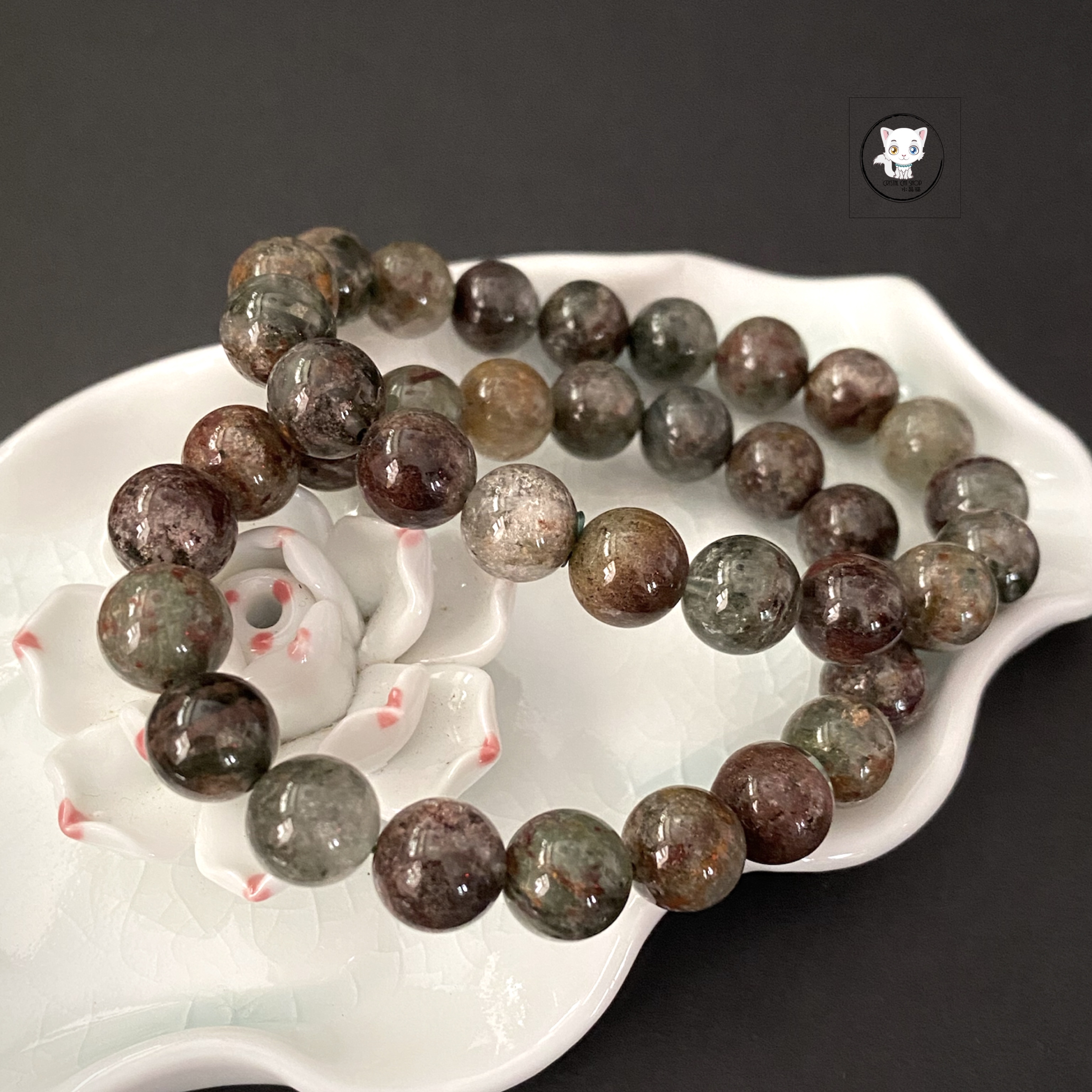 紅綠幽靈水晶手鏈 10mm