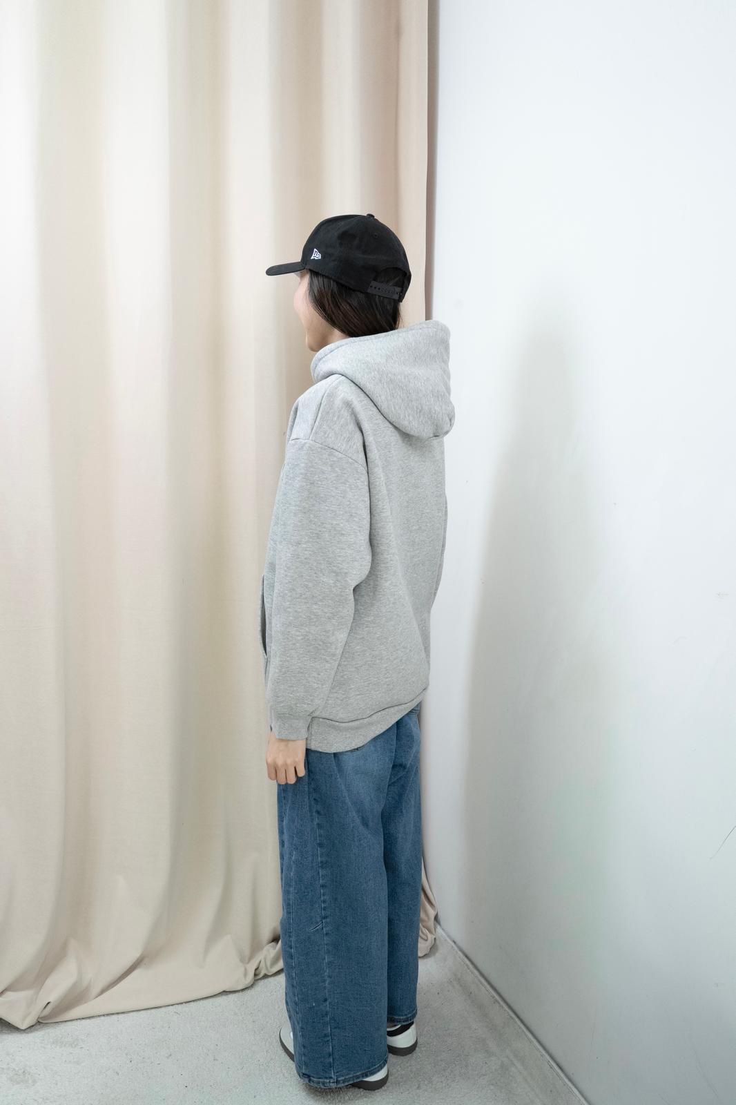 加絨有帽文字衞衣（灰色）