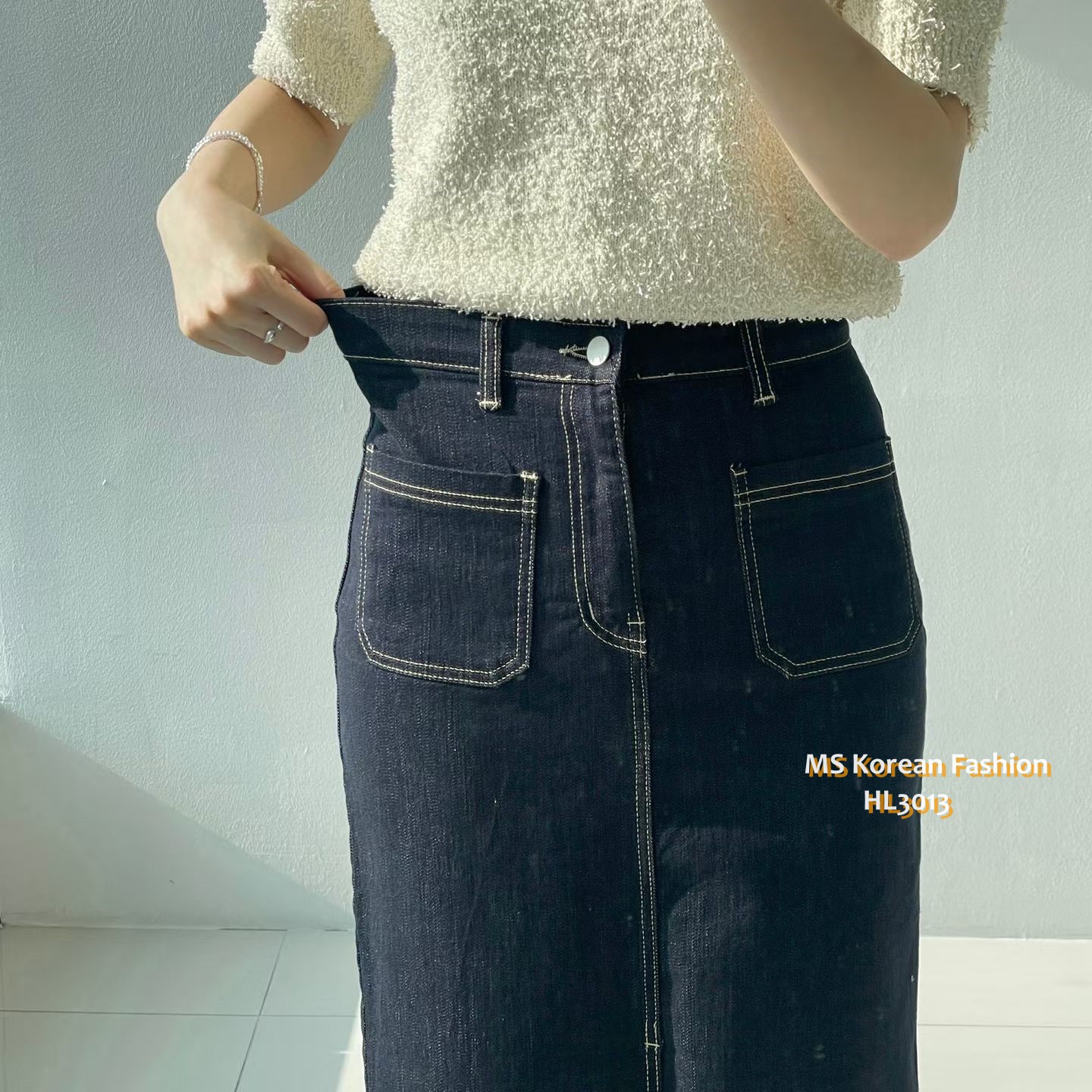 HL3013 韓國🌼Howluk前開叉中長半裙