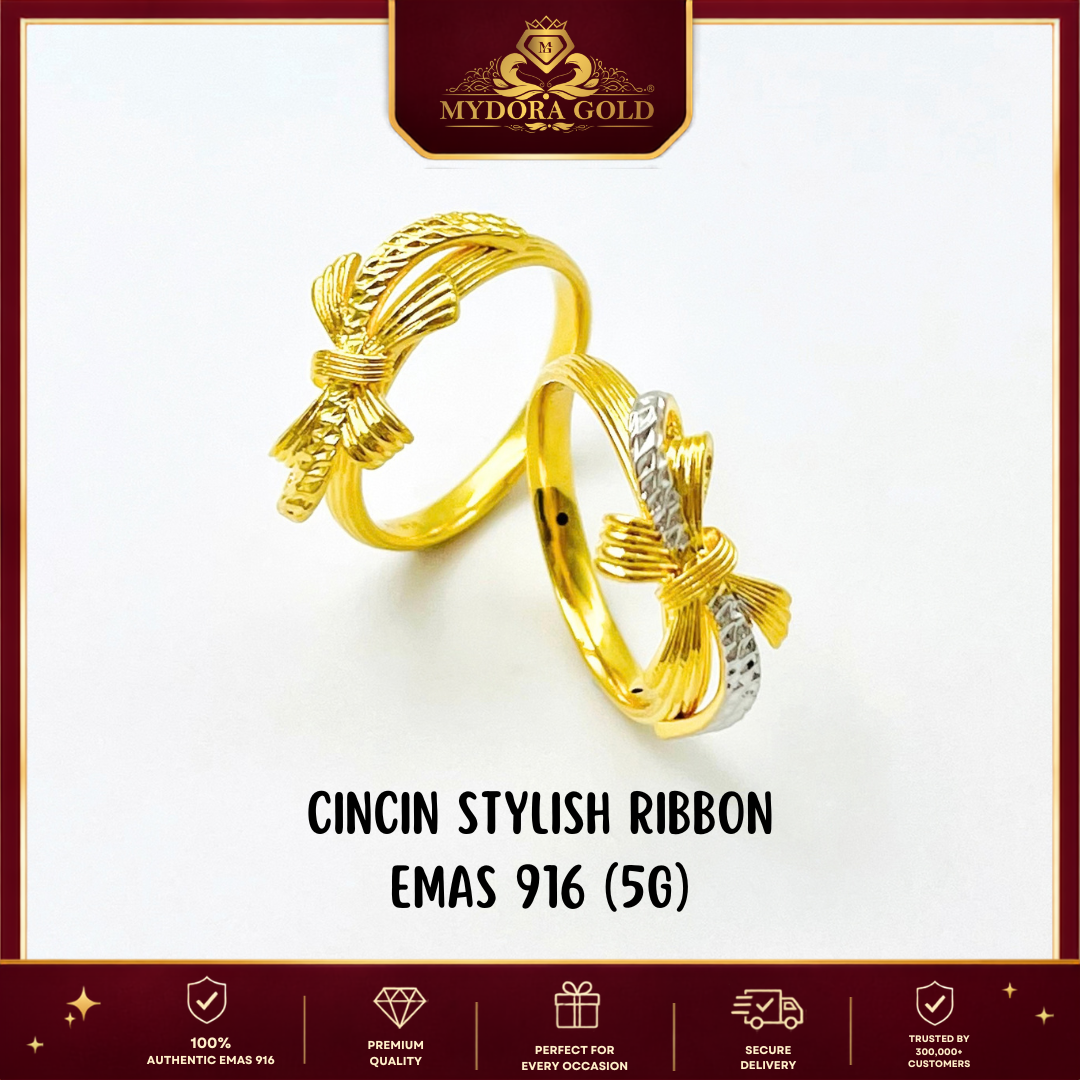 MYDORA Cincin Stylish Ribbon (5G) l EMAS 916/22K