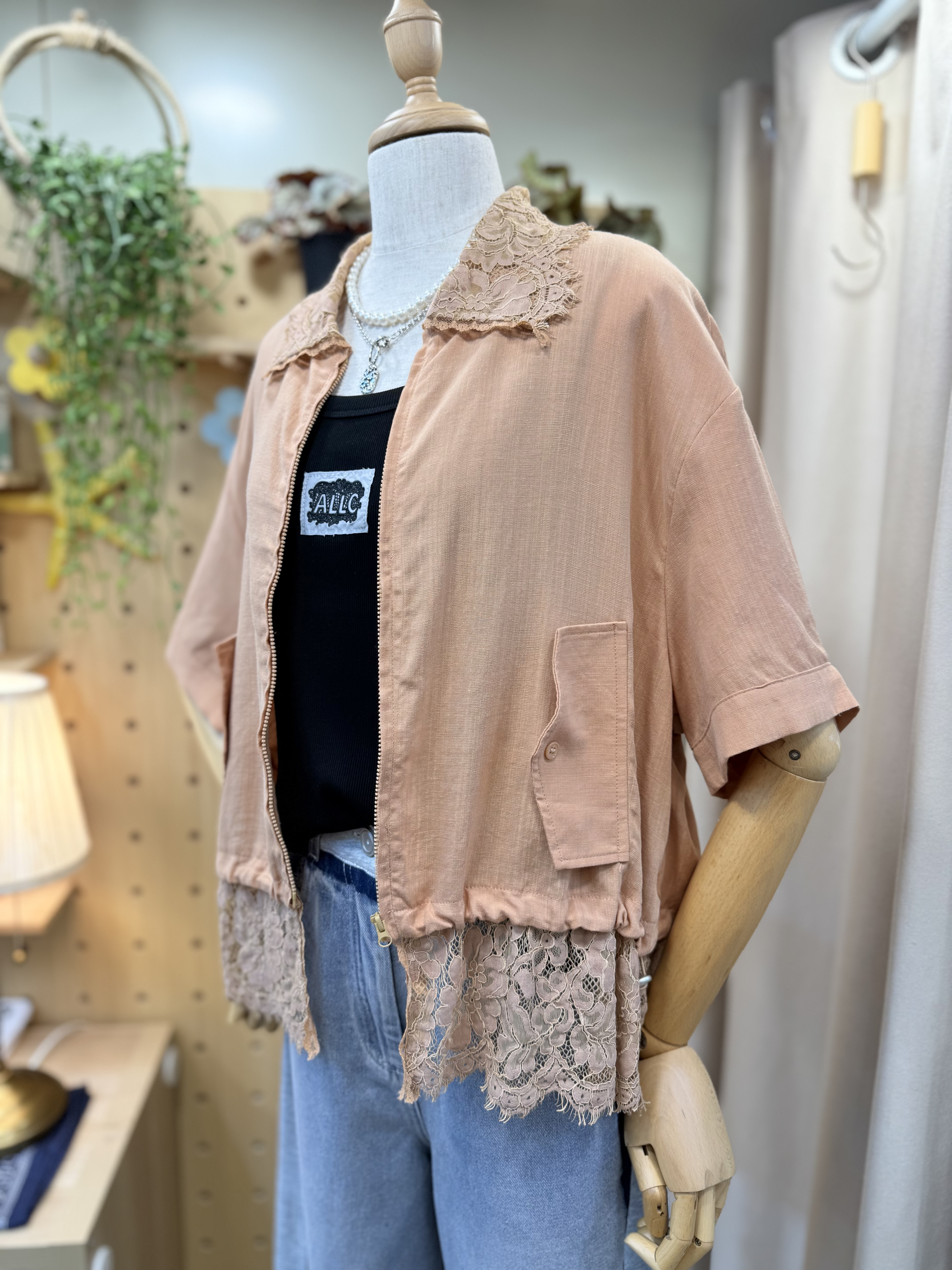 Lace領腳棉麻外套  M955 846154329