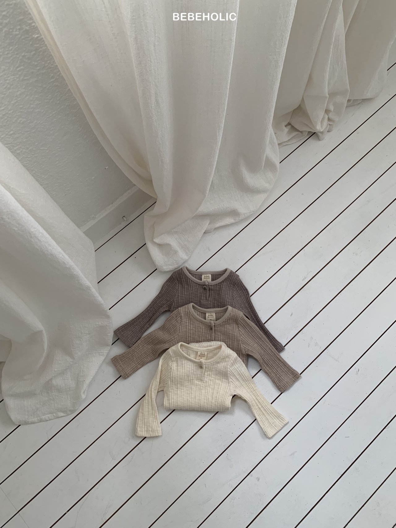 🌸預訂 韓國直送🌸🇰🇷BEBEHOLIC三色簡約羅紋長袖包屁衣