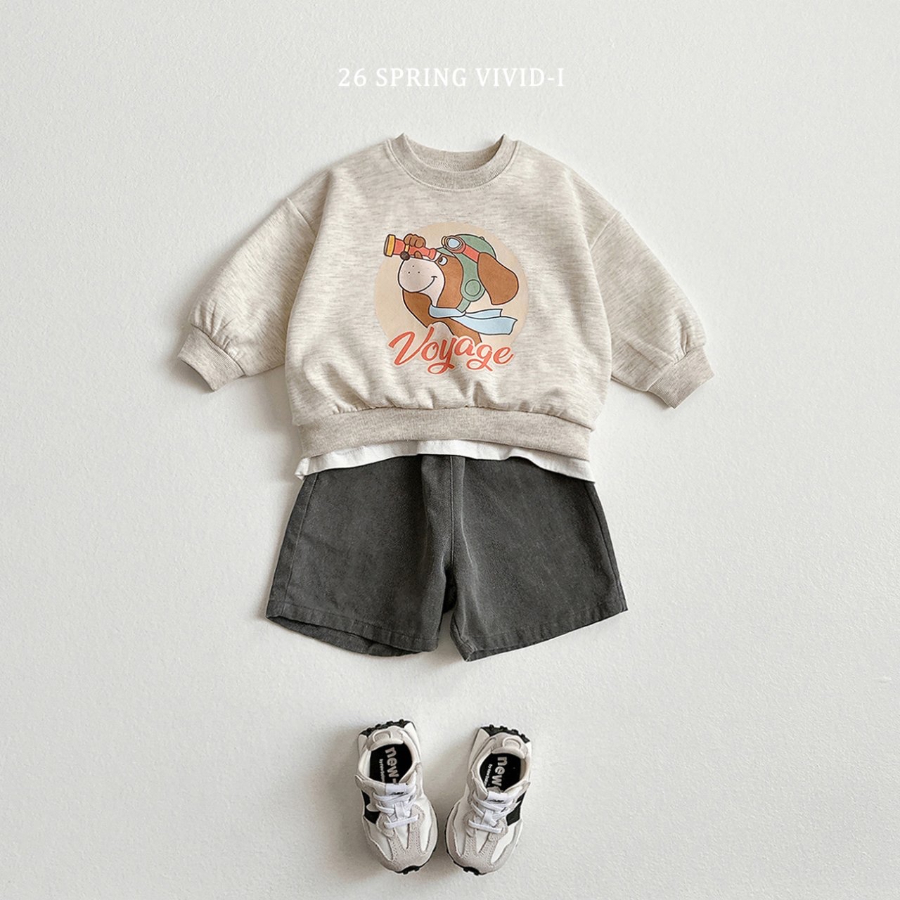 🌸預訂 韓國直送🌸🇰🇷VIVIDI三色飛行員小狗印花寬鬆衛衣