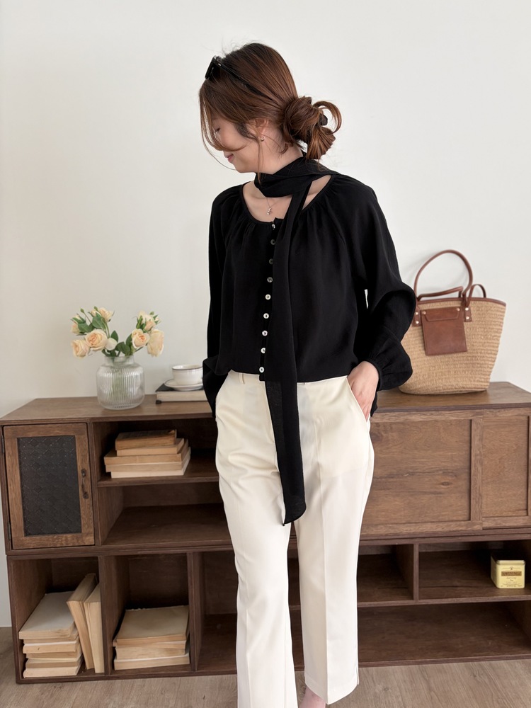 Minimal Tapered Ankle Pants (Ivory)