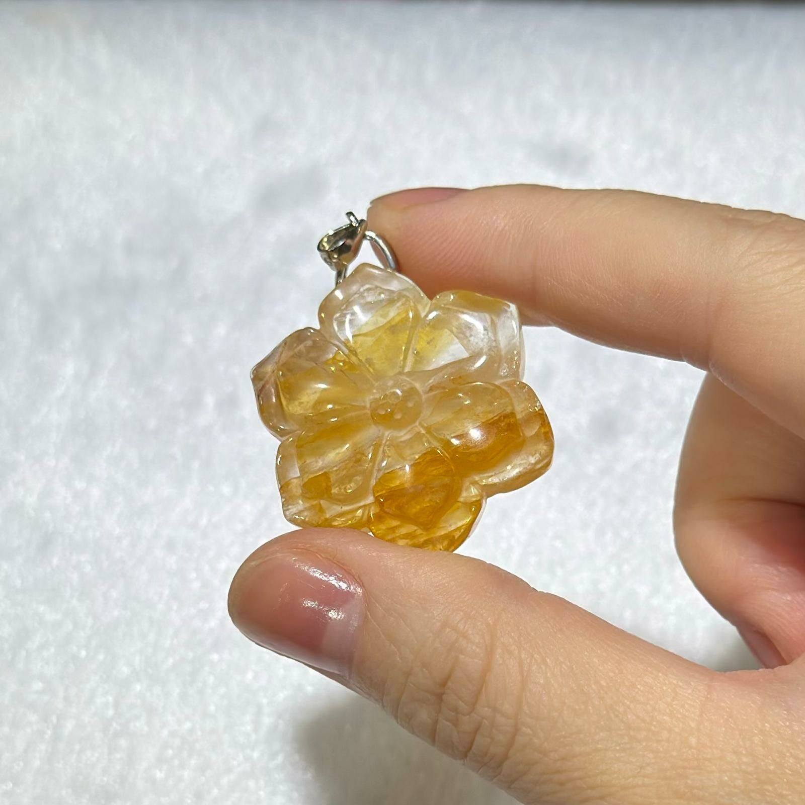 黃膠花 水晶花形吊飾 (#03)