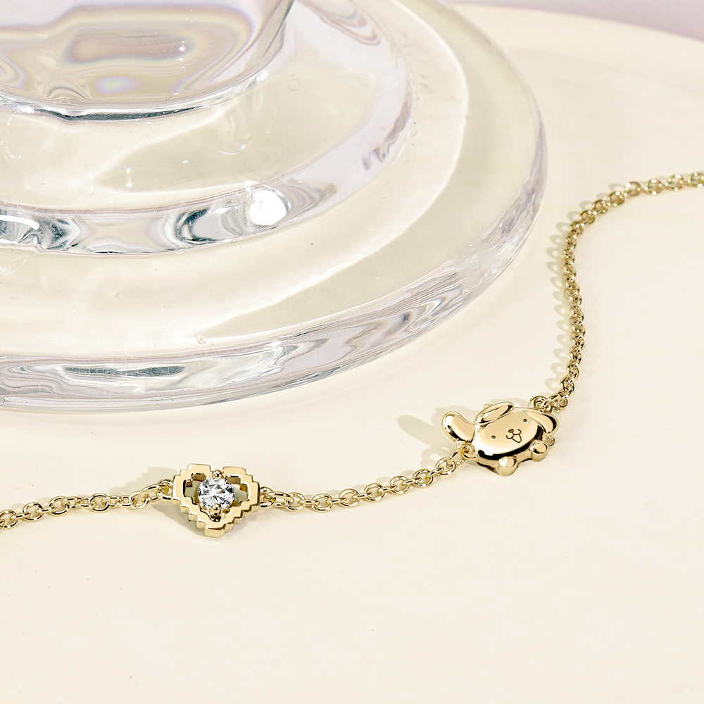 📦訂購 台灣限定 三麗鷗 SanrioＸSTORY 故事銀飾 30週年系列 Pom Pom Purin 布丁狗像素雷刻晶鑽純銀手鏈