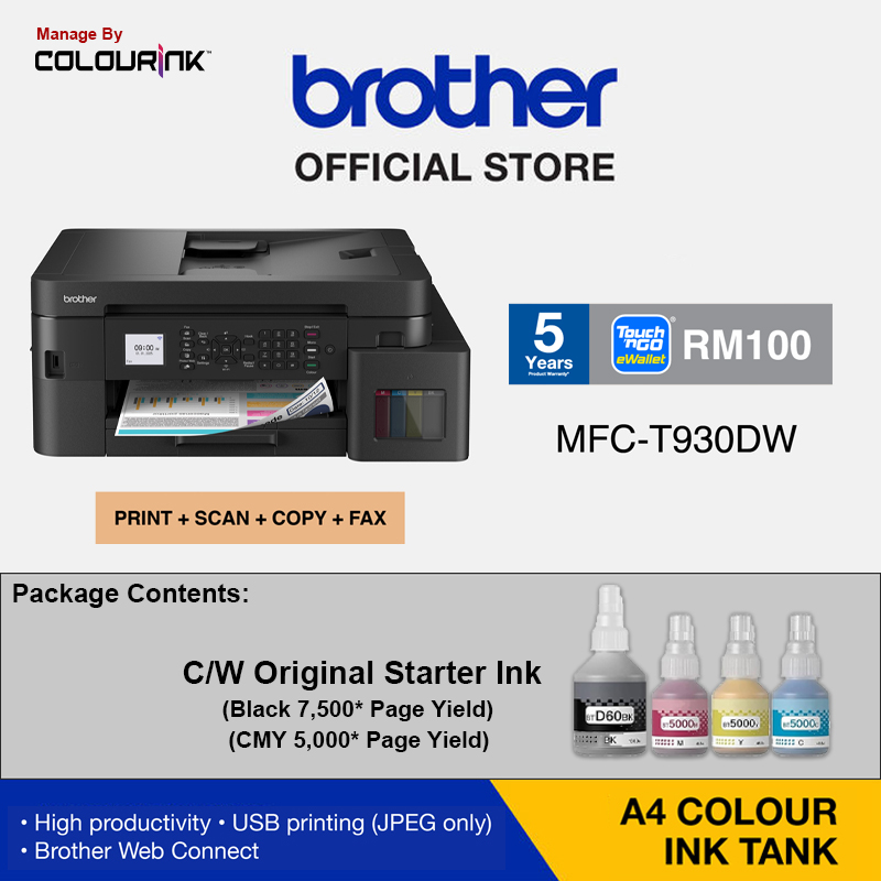 [ 5 YEARS Warranty ] Brother A4 Refill Original Ink Tank Inkjet Printer DCP-T230 DCP-T430W DCP-T530DW DCP-T730DW DCP-T830DW MFC-T930DW