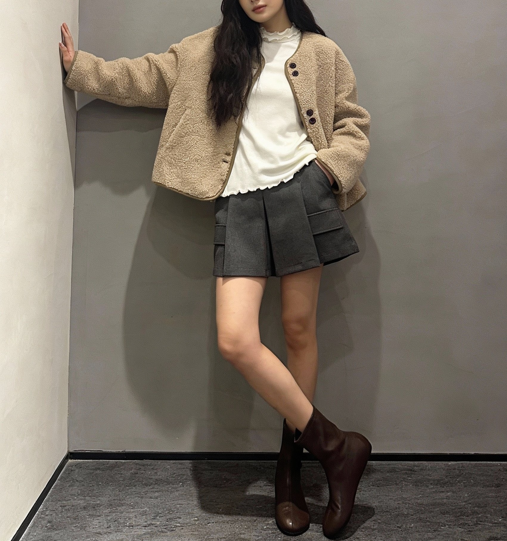 1860羊羔絨開襟褸