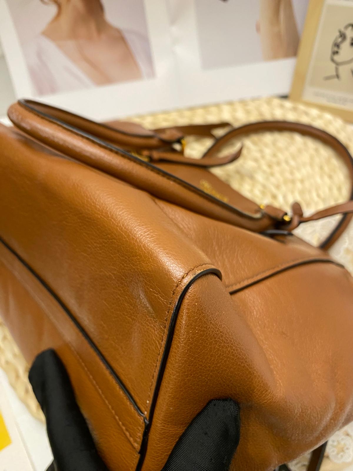 Prada Daino Leather Tote Bag (Cognac)
