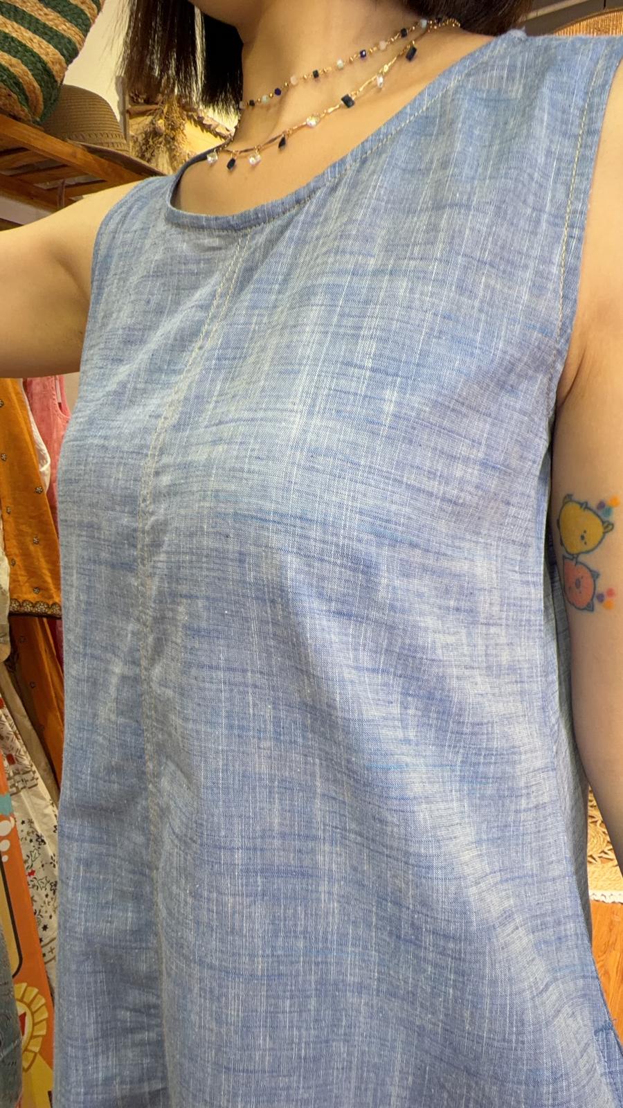 2499 Denim Color Fafa Emb. Sleeveless OP 46.5"