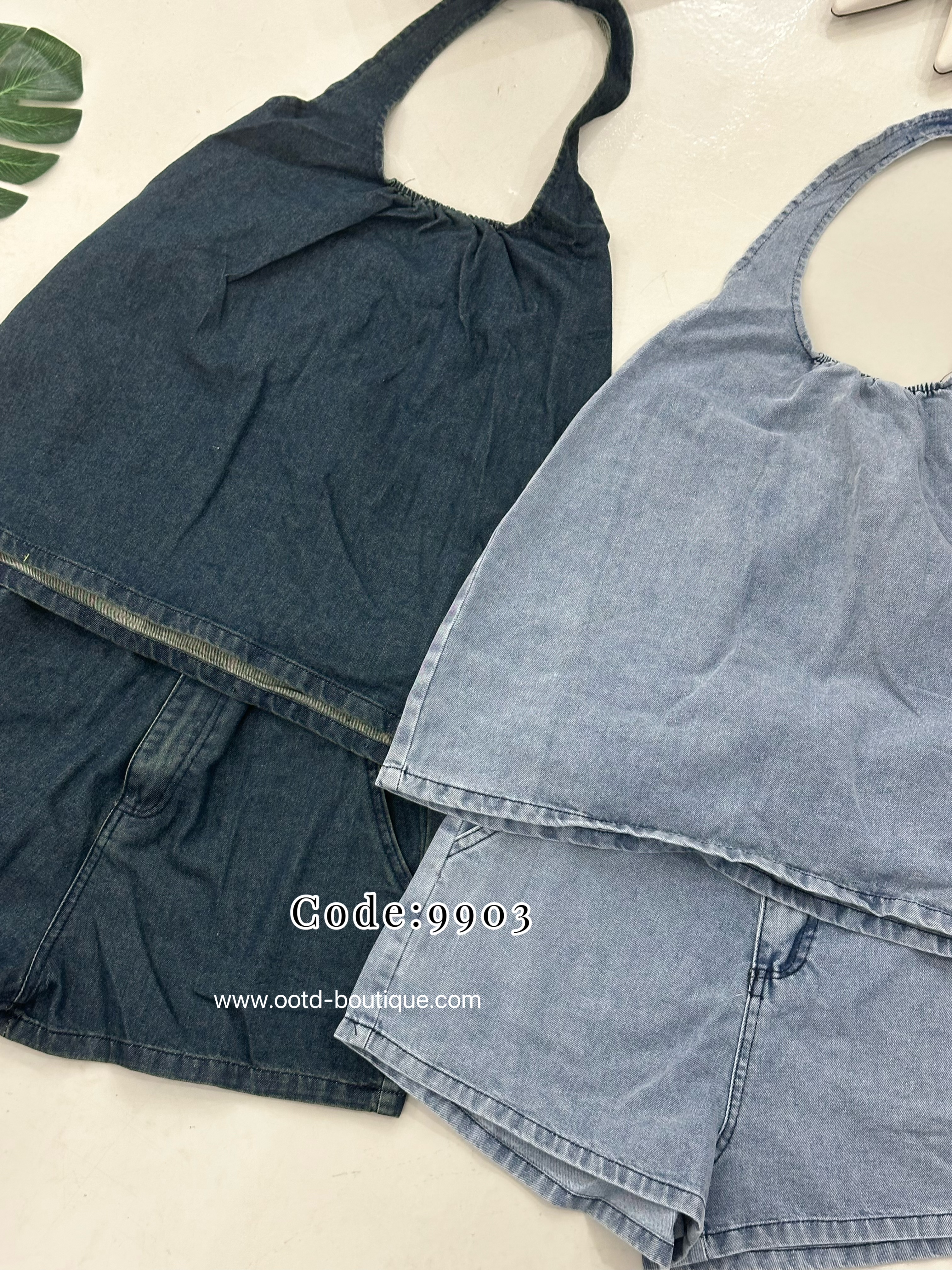 9903 NEW STYLE DENIM SET 减龄款挂脖式牛仔套装