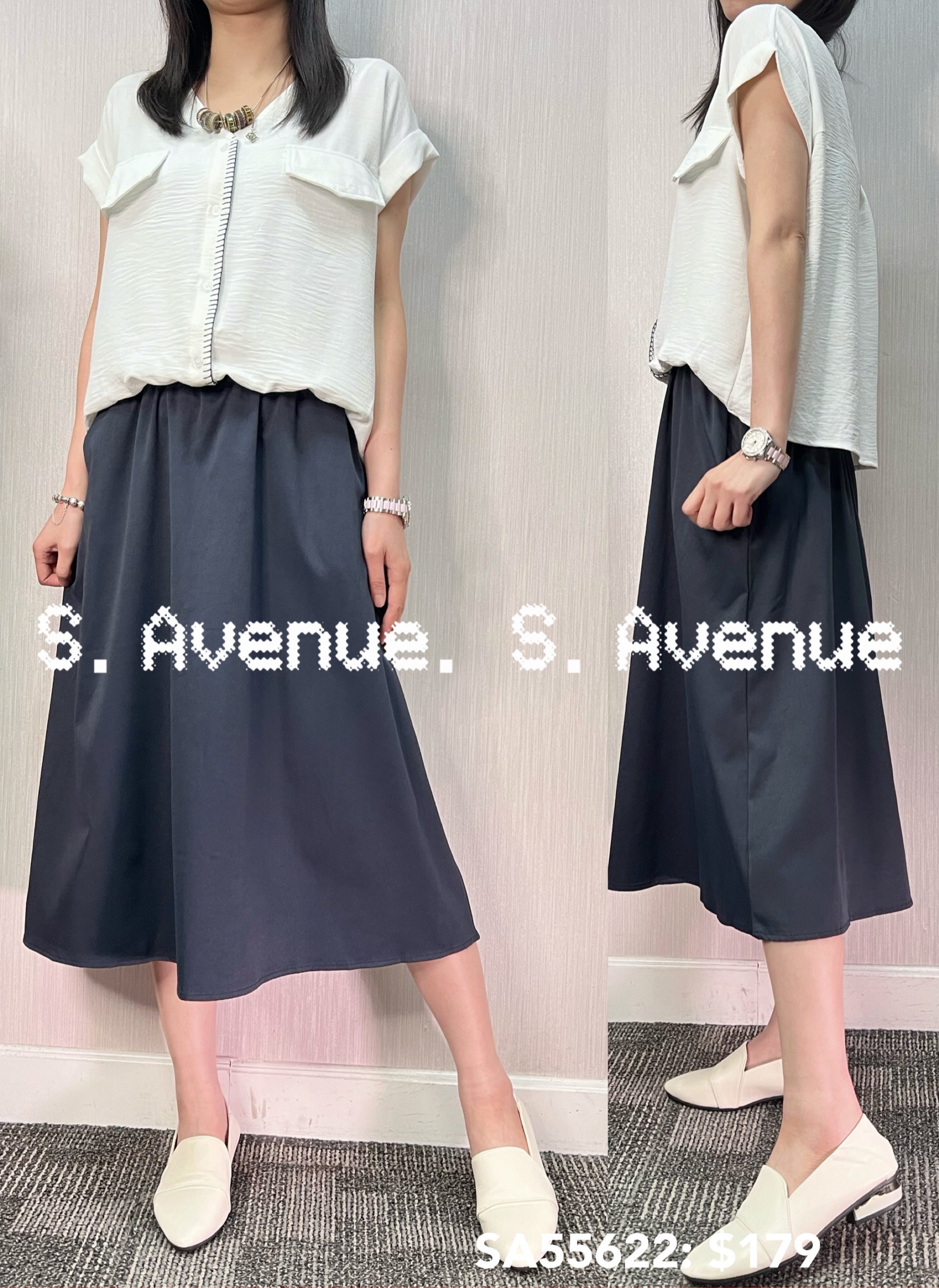 SA55622: V領上shirt下西布op