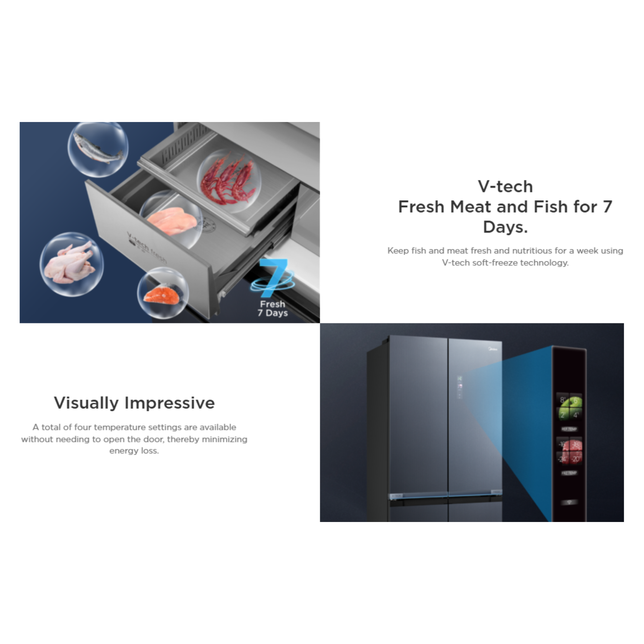 Midea 620L French Door Reefrigerator (Shadow Grey) MDRF705BIE70Y