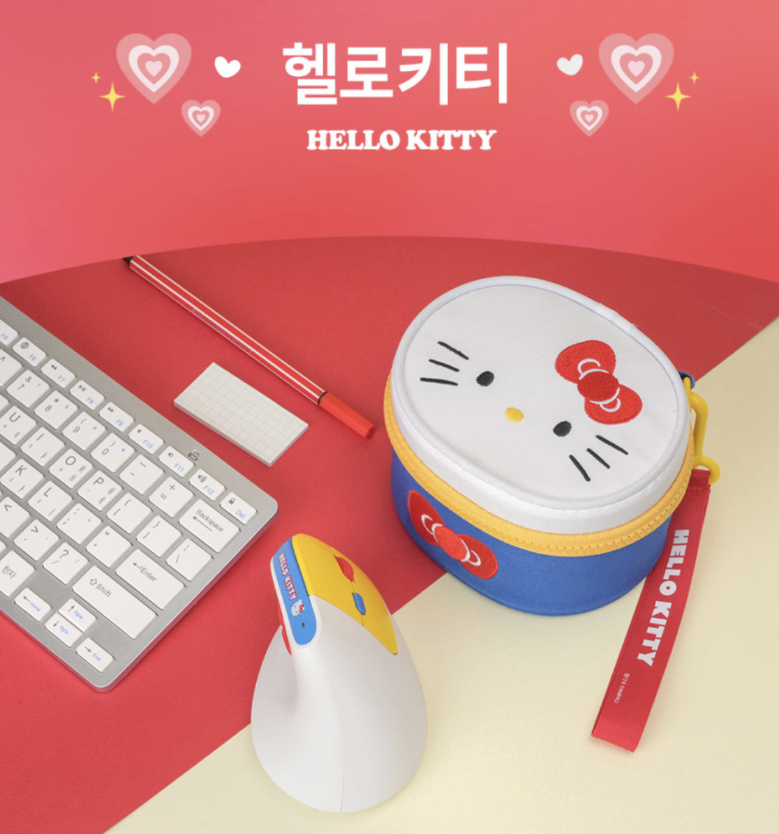 韓國 ROYCHE X Sanrio 人體工學 直立式無線滑鼠 + 收納袋 套裝｜Hello Kitty / PC狗 / Kuromi  Comfortable Vertical Mose